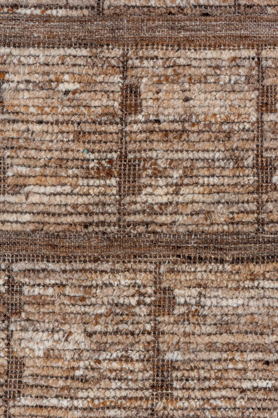 8' x 10' one-of-a-kind handmade vintage Tulu large size rug. Color palette: ivory, taupe, brown, camel, cream, beige, gray