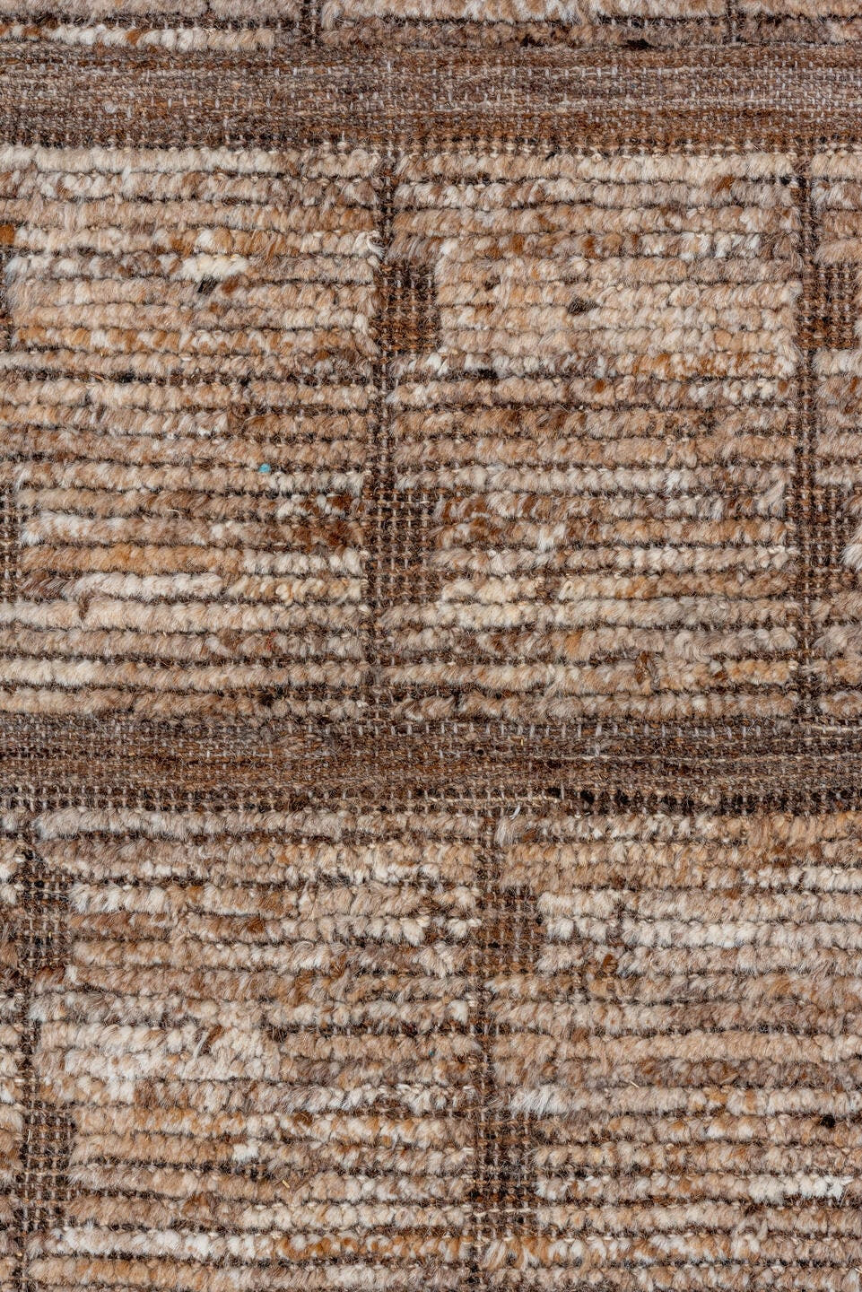 8' x 10' one-of-a-kind handmade vintage Tulu large size rug. Color palette: ivory, taupe, brown, camel, cream, beige, gray