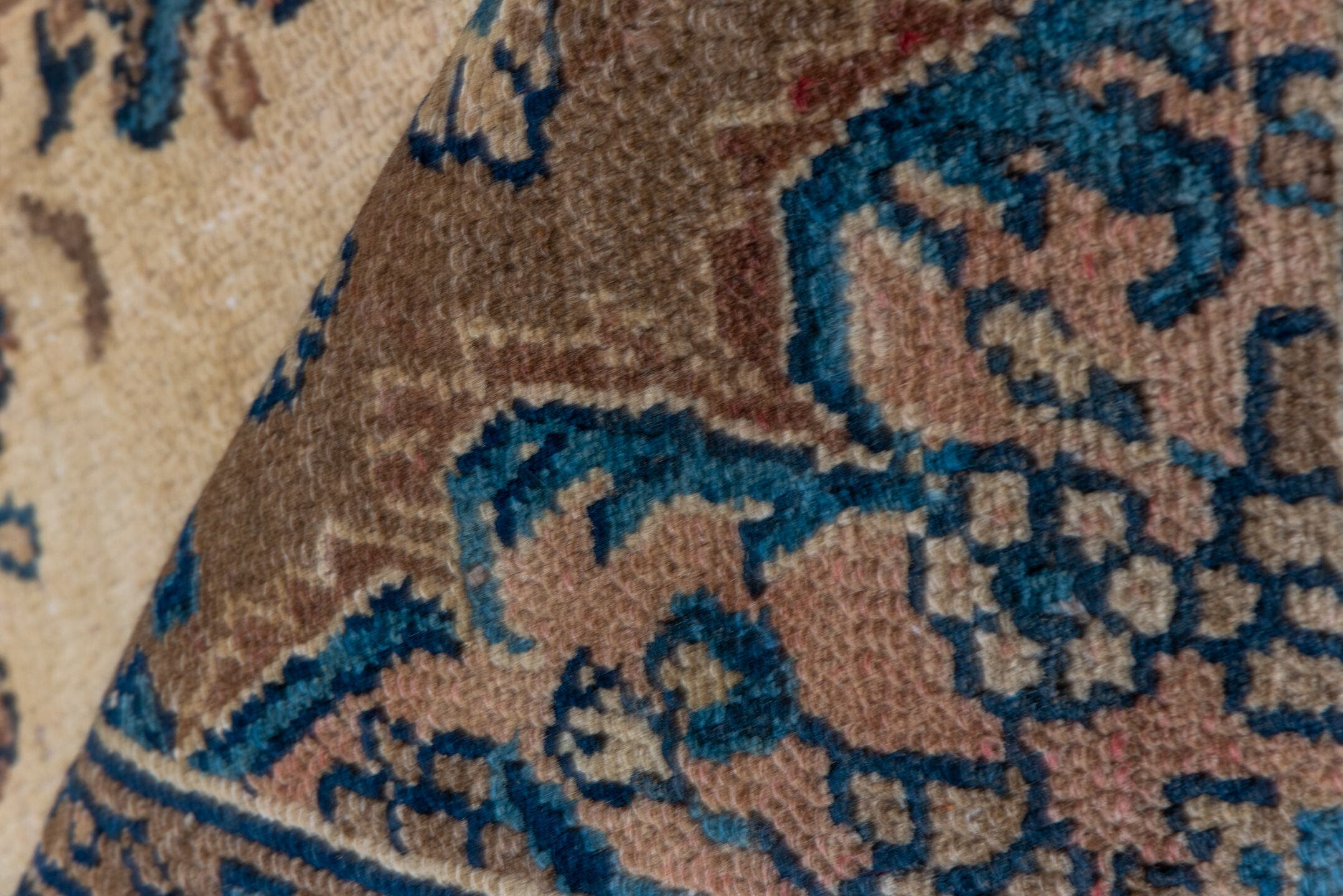 8' x 11' one-of-a-kind handmade vintage Hamadan large size rug. Color palette: ivory, taupe, blue, rust, camel, slate, beige