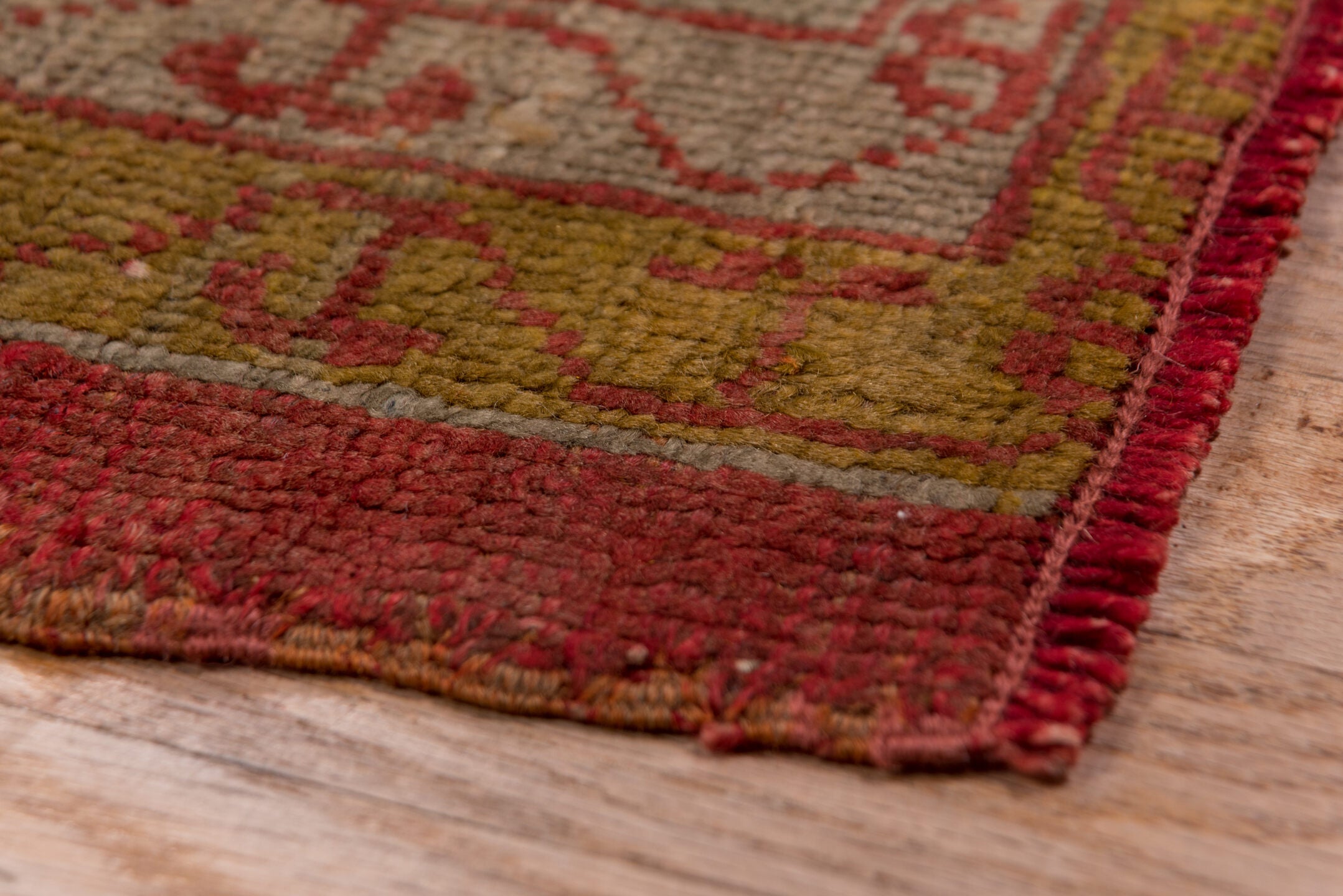 10' x 15' one-of-a-kind handmade vintage Oushak rug. Color palette: brown, pink, red