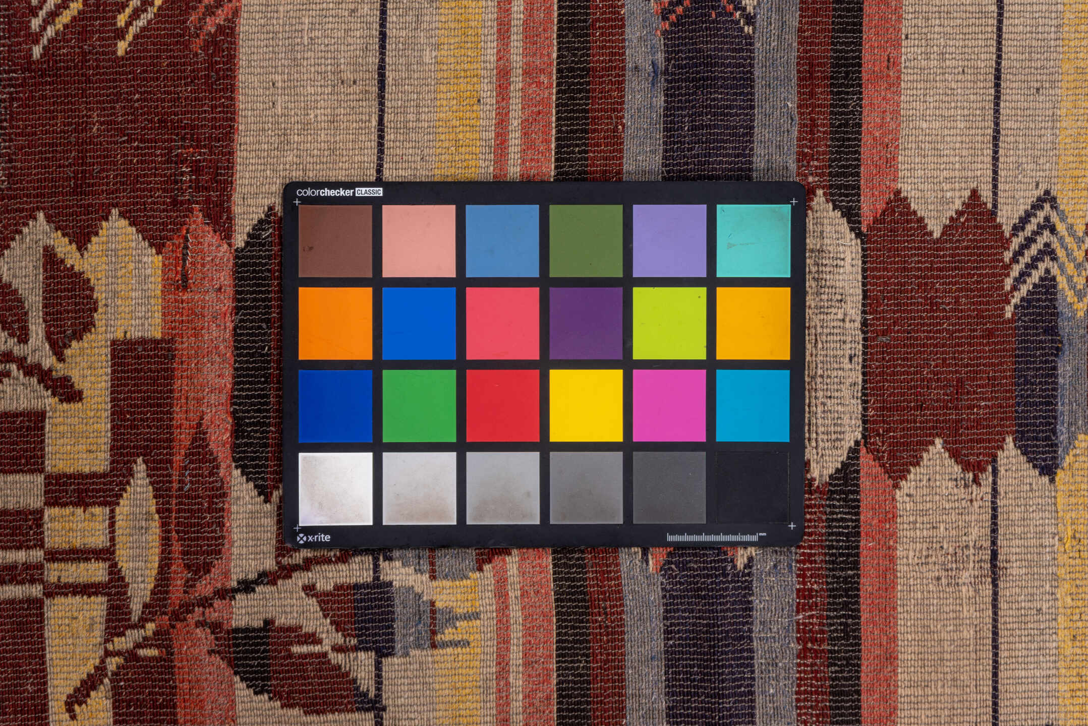 7' x 8' one-of-a-kind handmade vintage Kilim rug. Color palette: rust, ivory, charcoal, slate, rose, gold, taupe, terracotta