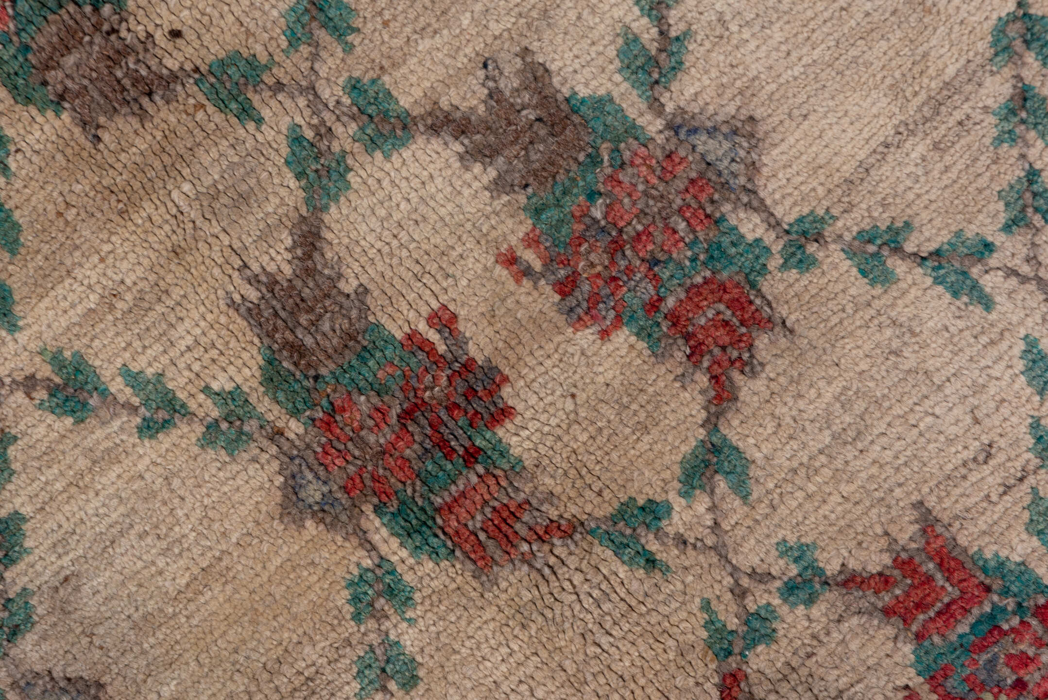 5' x 10' one-of-a-kind handmade vintage Konya rug. Color palette: ivory, charcoal, rust, teal, taupe, gold, crimson, gray