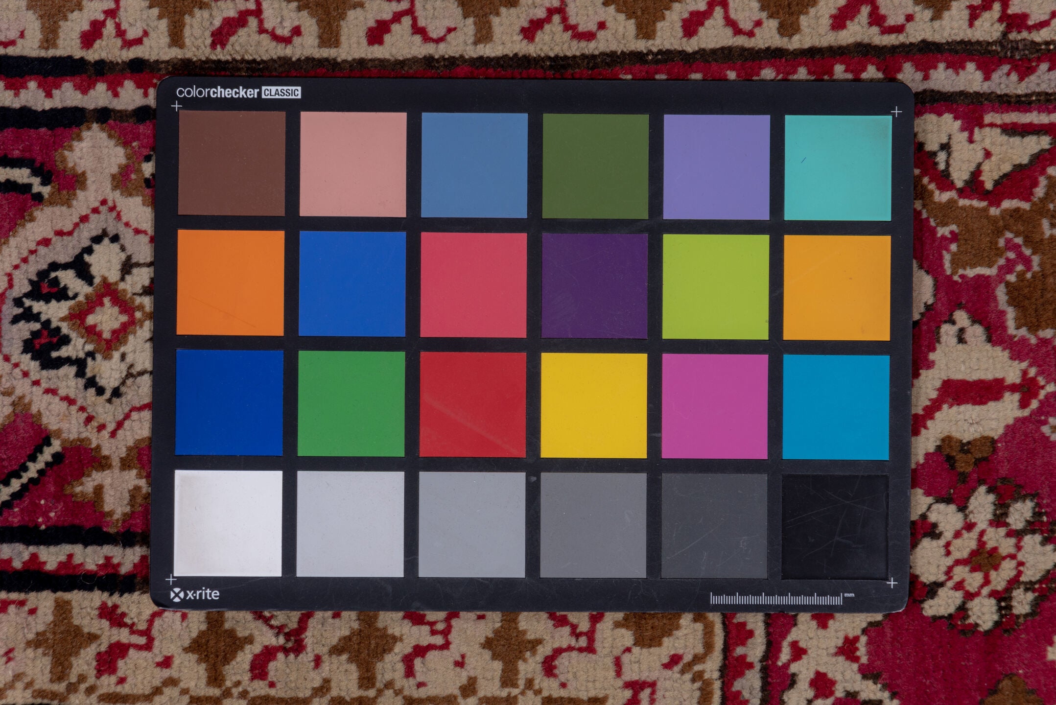 7' x 19' one-of-a-kind handmade vintage Karabagh rug. Color palette: brown, gray, pink, red