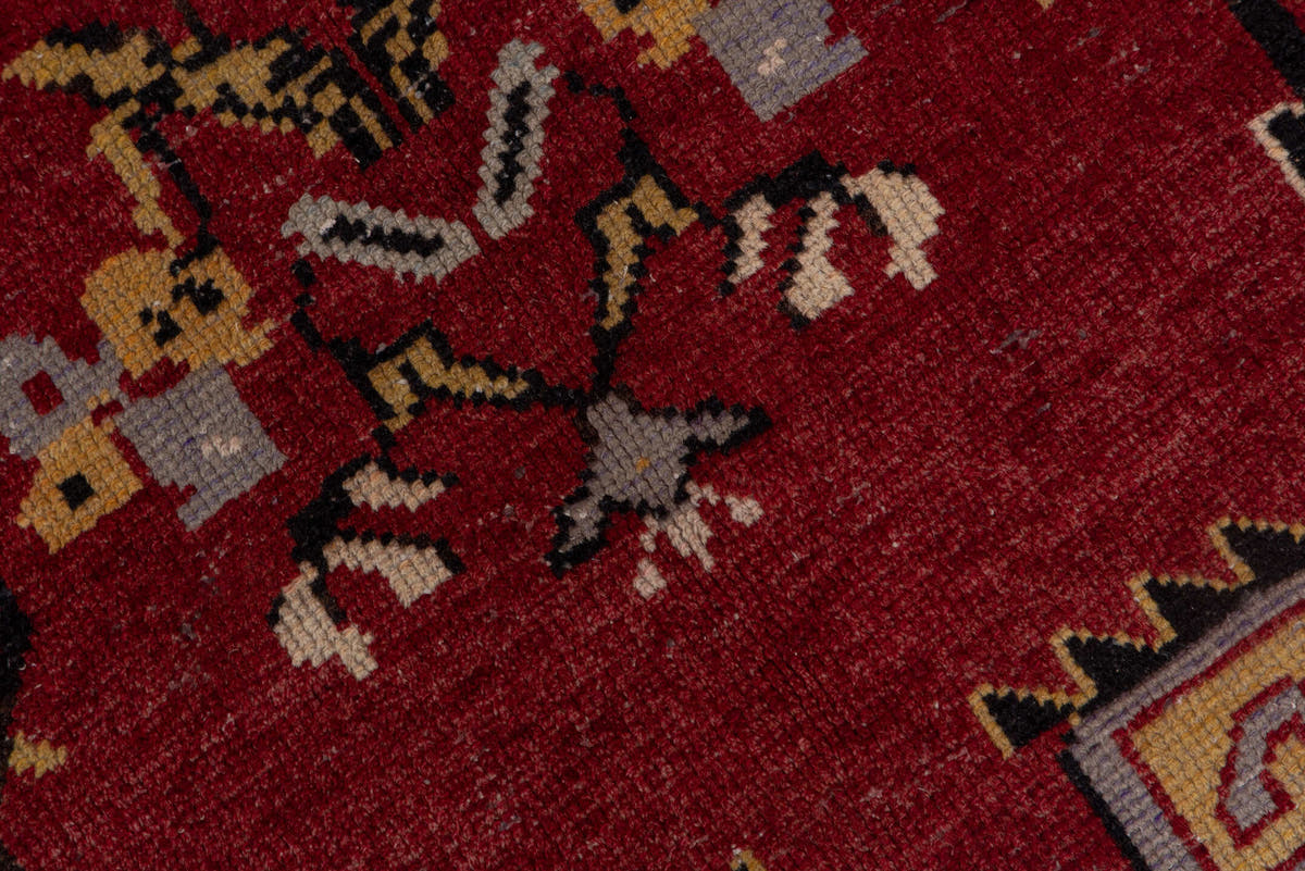 4' x 9' one-of-a-kind handmade vintage Oushak runner rug. Color palette: rust, ivory, gold, burgundy, charcoal, sage, taupe