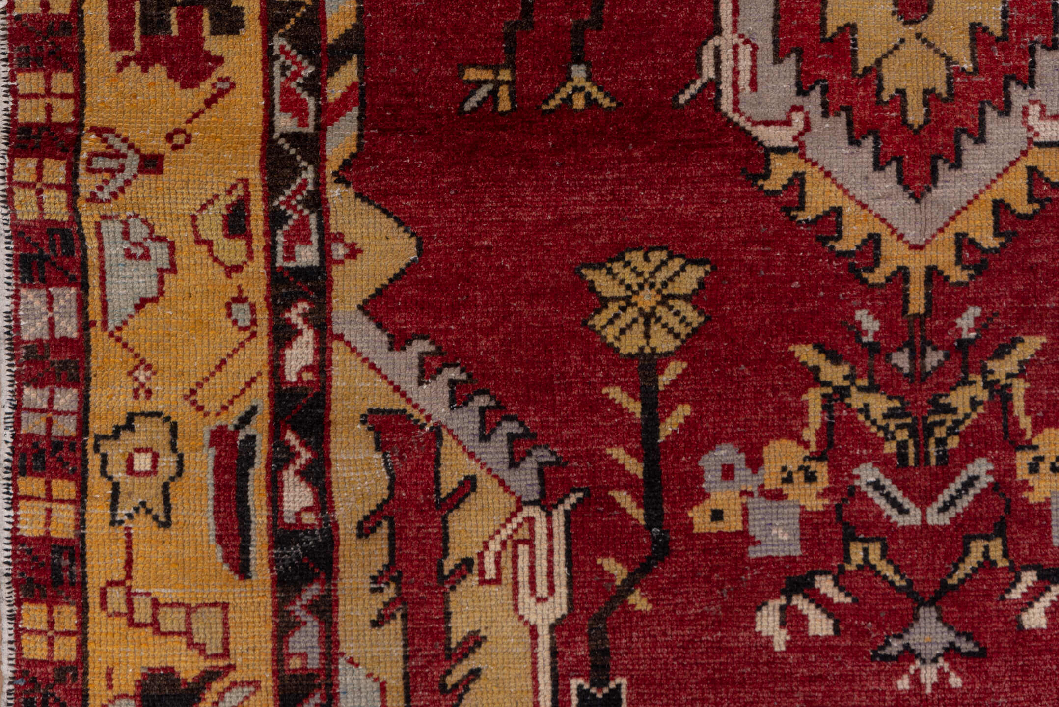 4' x 9' one-of-a-kind handmade vintage Oushak runner rug. Color palette: rust, ivory, gold, burgundy, charcoal, sage, taupe