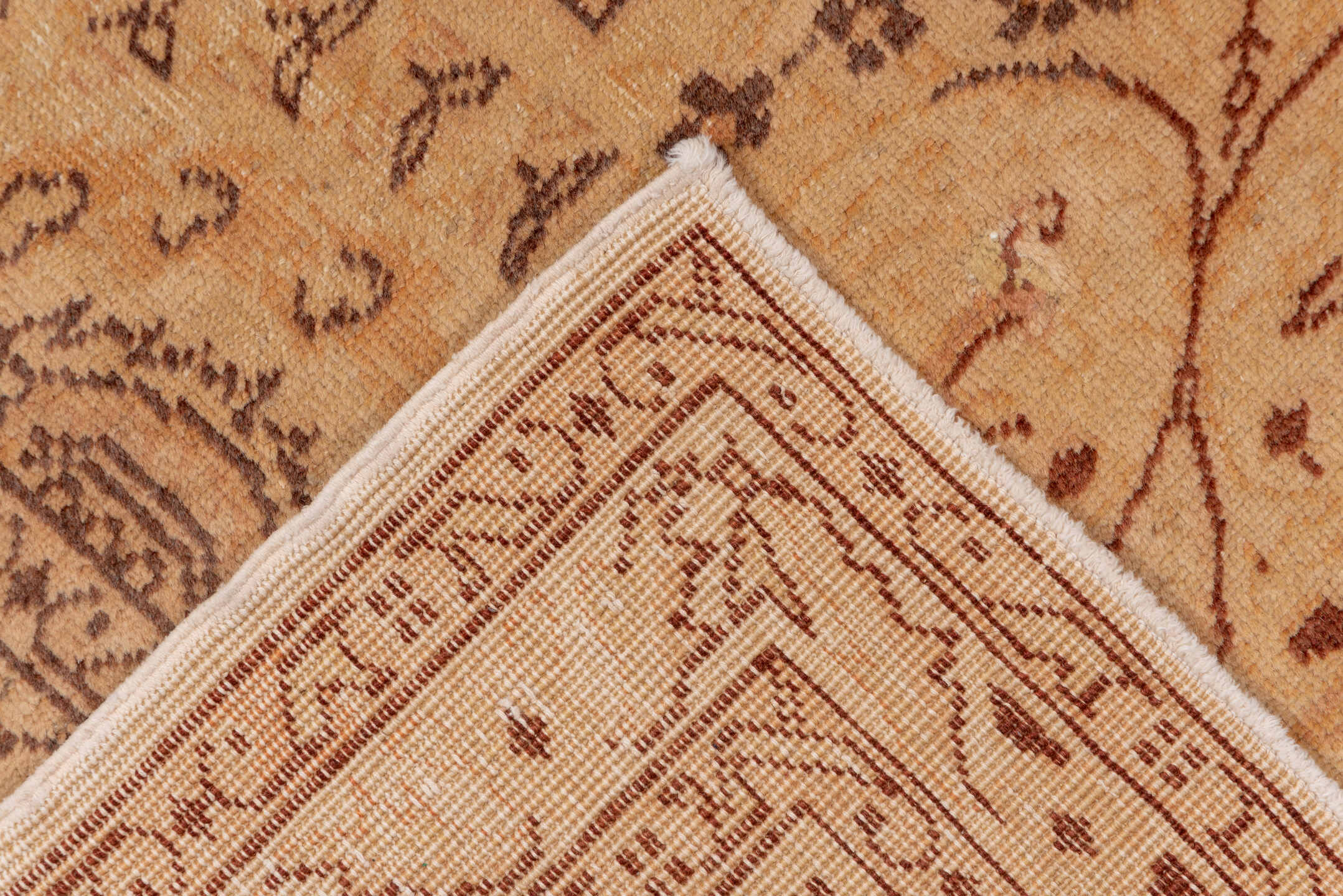 8' x 11' one-of-a-kind handmade antique Sivas large size rug. Color palette: beige, camel, taupe, rose, terra cotta, brown
