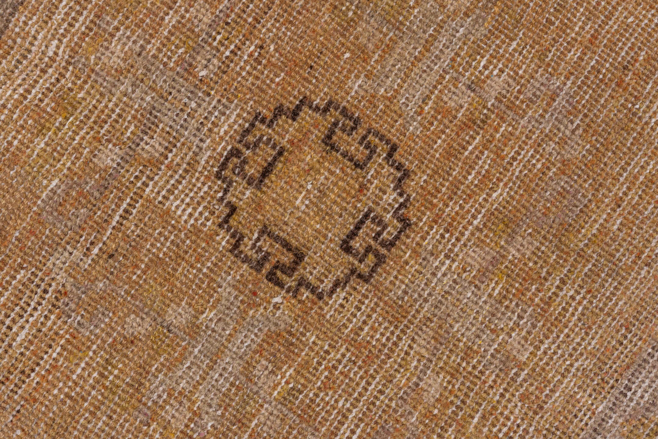 7' x 13' one-of-a-kind handmade antique Khotan large size rug. Color palette: camel, taupe, beige, brown, ivory, ochre, gray