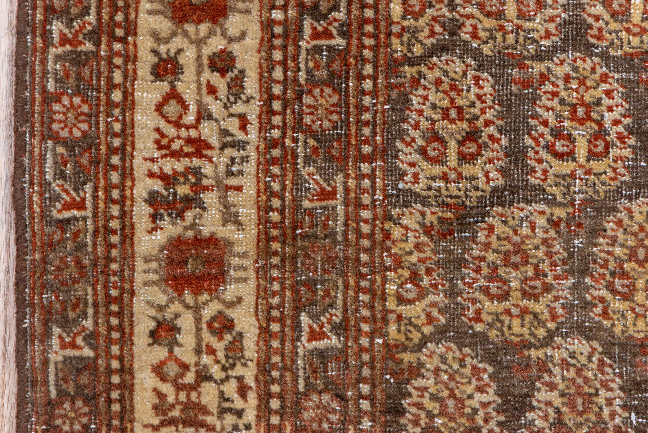 4' x 5' one-of-a-kind handmade vintage Tabriz small size rug. Color palette: rust, ivory, brown, camel, taupe, terracotta