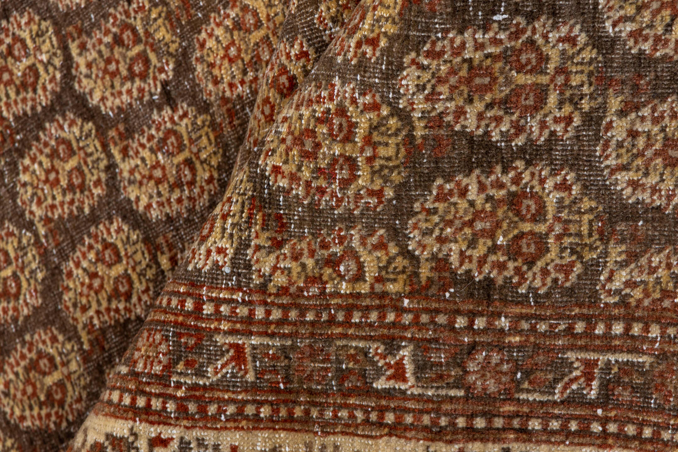 4' x 5' one-of-a-kind handmade vintage Tabriz small size rug. Color palette: brown, gray, off-white, orange, pink, snow