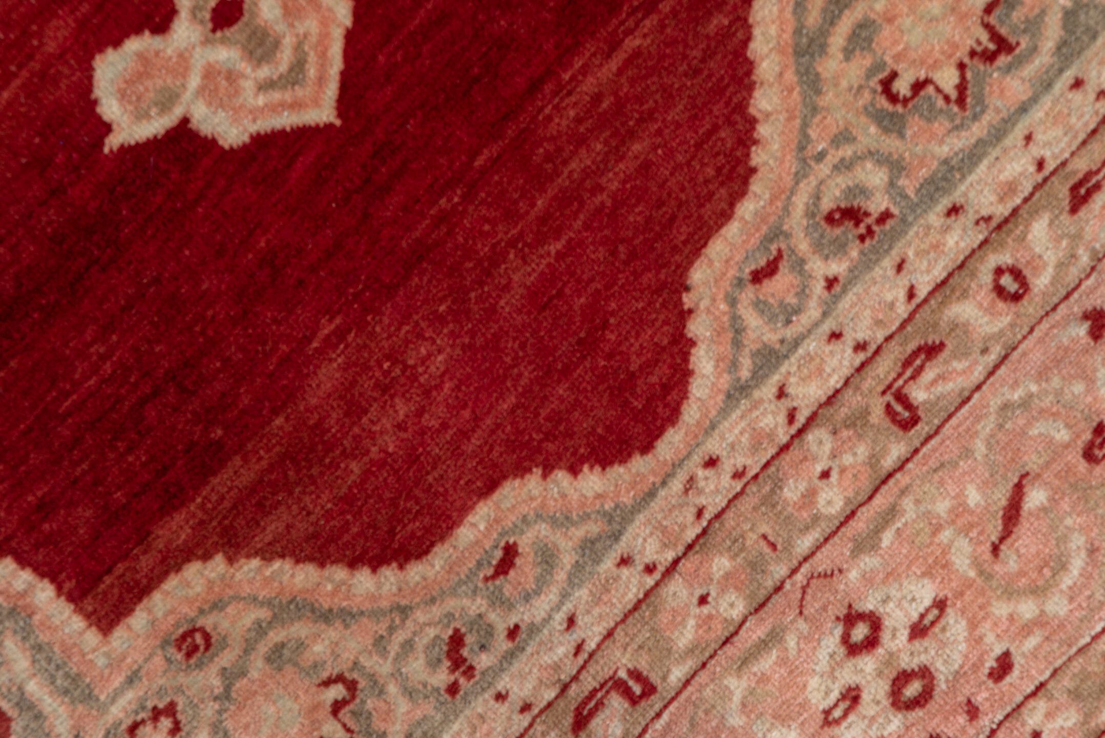 4' x 6' one-of-a-kind handmade vintage Sivas small size rug. Color palette: red, blush, ivory, rose, taupe, burgundy, pink