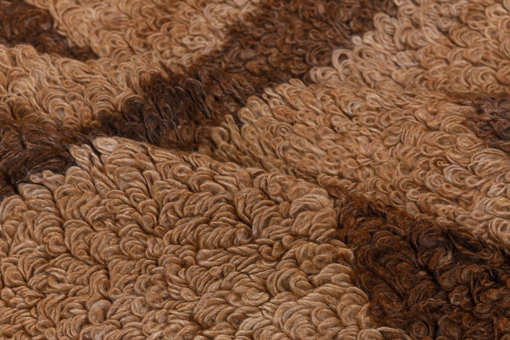 3' x 4' one-of-a-kind handmade vintage Tulu small size rug. Color palette: brown, camel, taupe, beige, gray