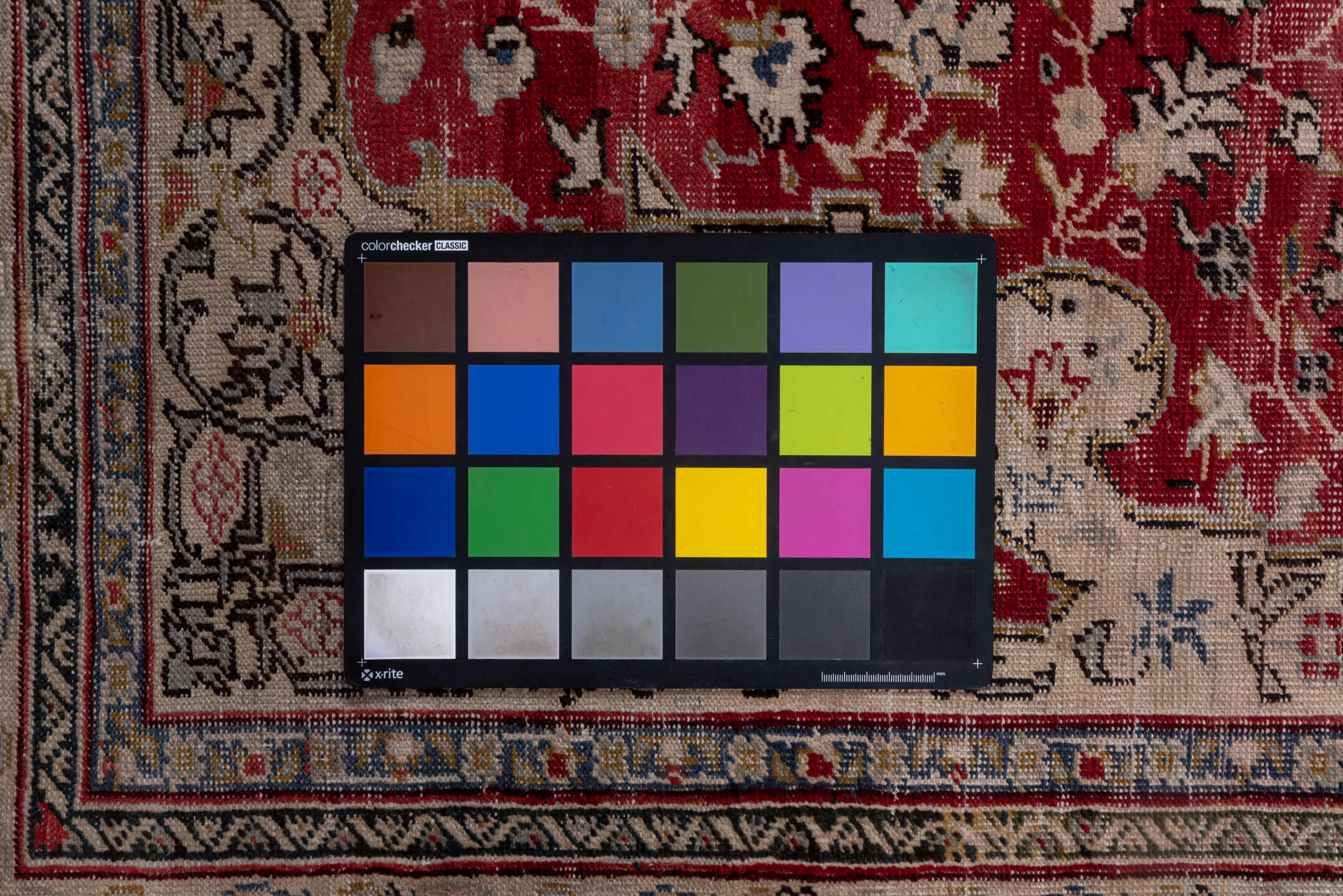 6' x 8' one-of-a-kind handmade vintage Oushak medium size rug. Color palette: black, blue, brown, dim gray, gray, pink, red