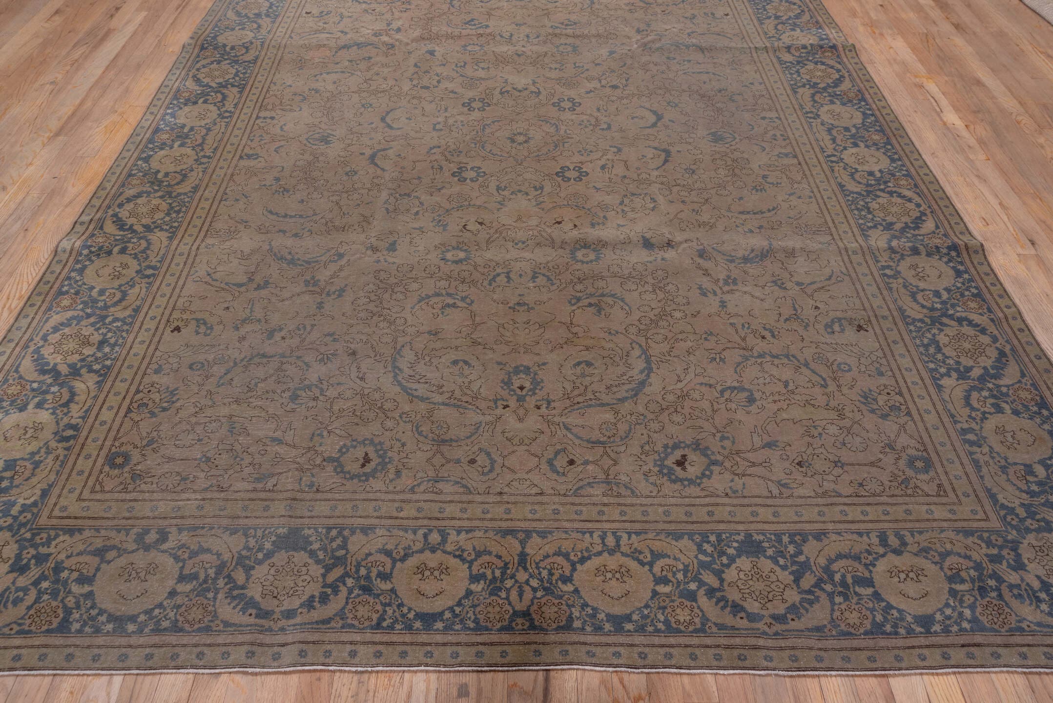 8' x 11' one-of-a-kind handmade vintage Sivas large size rug. Color palette: taupe, slate, dusty blue, beige, ivory, rose