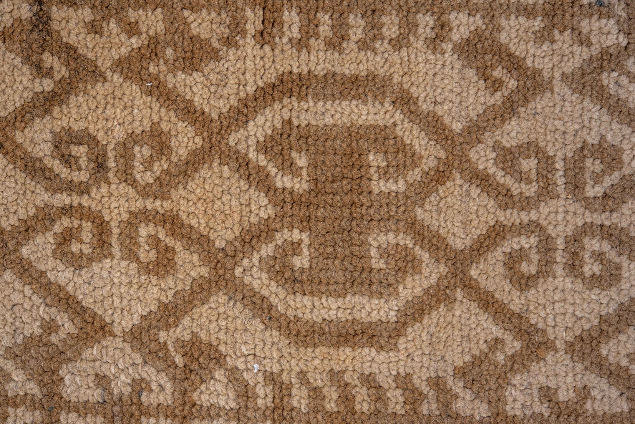 3' x 9' one-of-a-kind handmade vintage Oushak runner rug. Color palette: brown, off-white, orange, snow, tan, white
