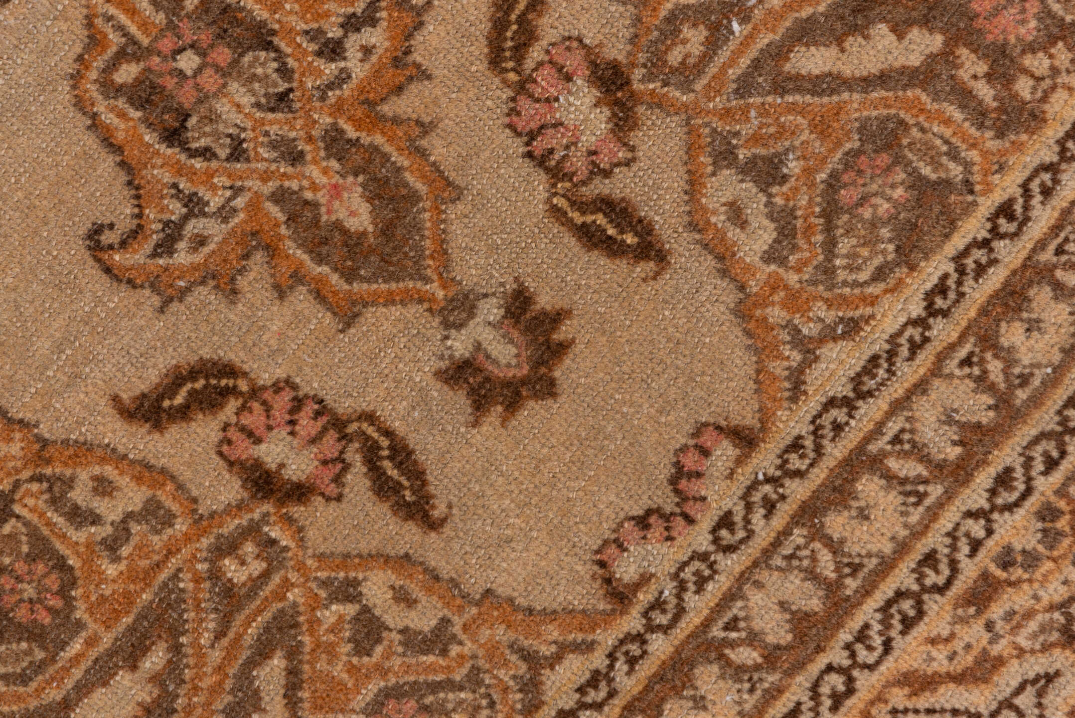 3' x 5' one-of-a-kind handmade vintage Tabriz small size rug. Color palette: camel, taupe, brown, ivory, beige, rose, gray