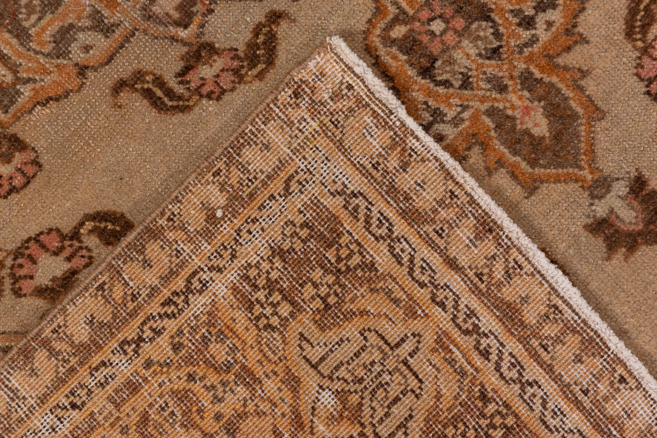 3' x 5' one-of-a-kind handmade vintage Tabriz small size rug. Color palette: camel, taupe, brown, ivory, beige, rose, gray