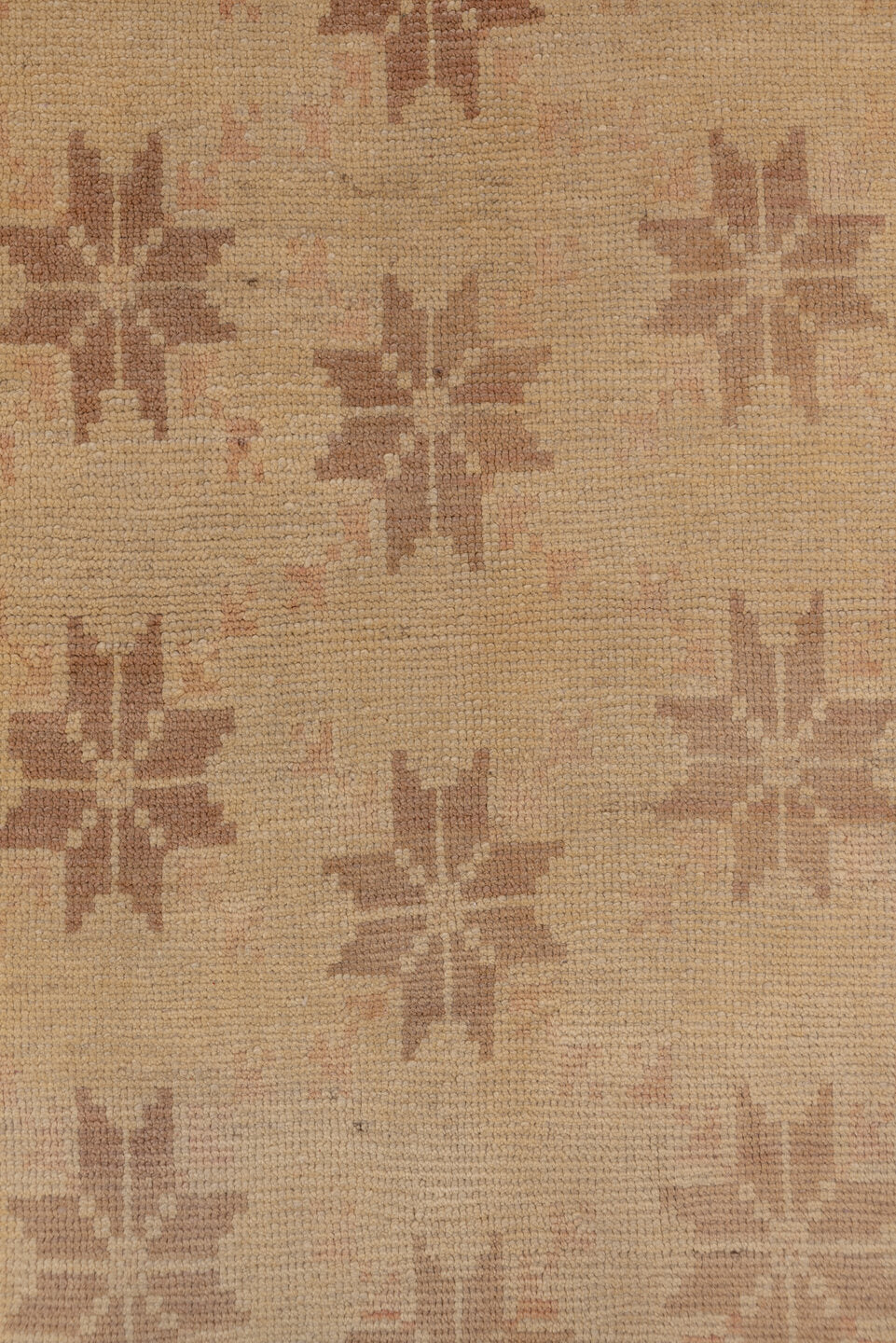 3' x 10' one-of-a-kind handmade vintage Tulu runner rug. Color palette: brown, pink, tan