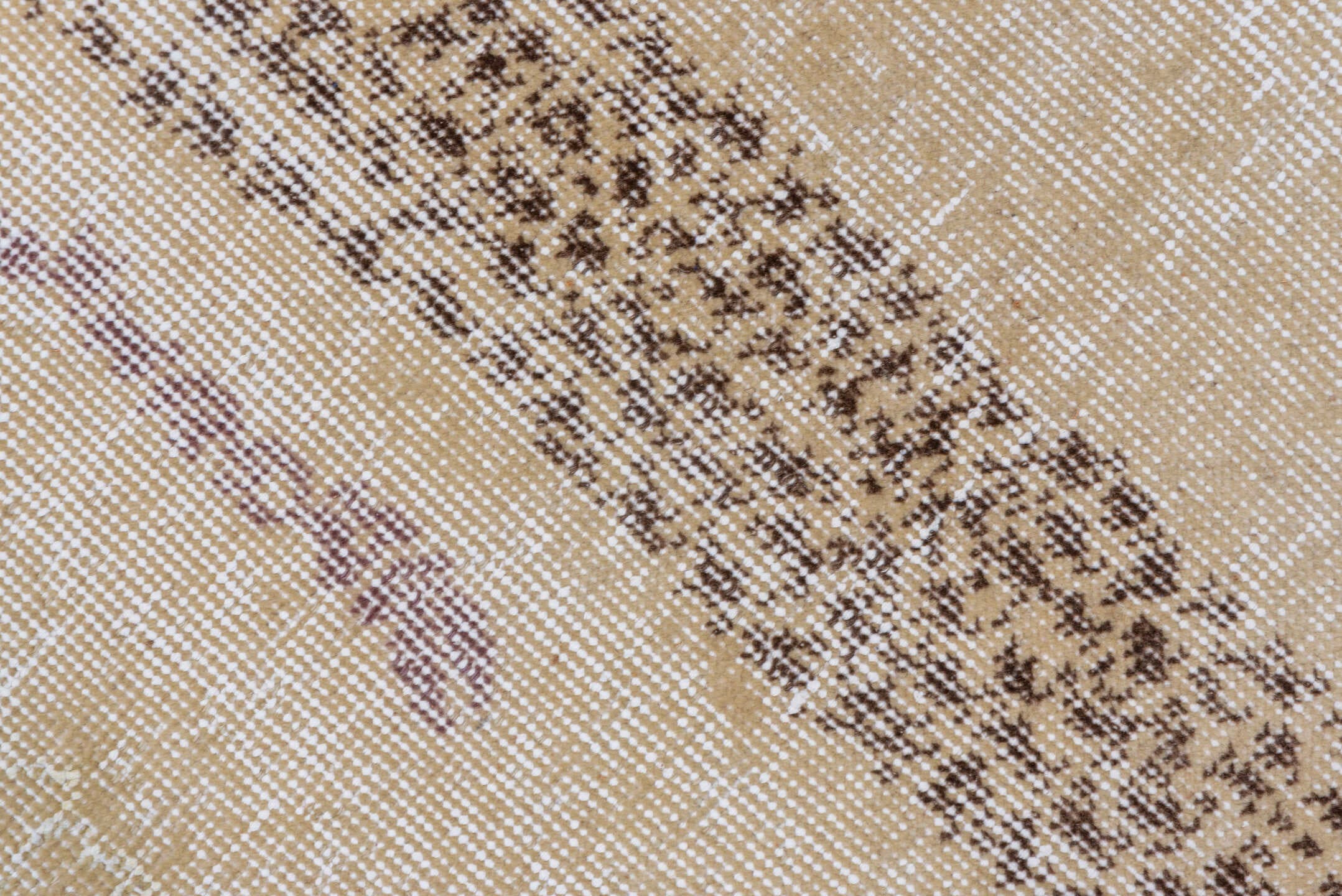 3' x 6' one-of-a-kind handmade vintage Oushak small size rug. Color palette: beige, ivory, taupe, brown, sage, lavender
