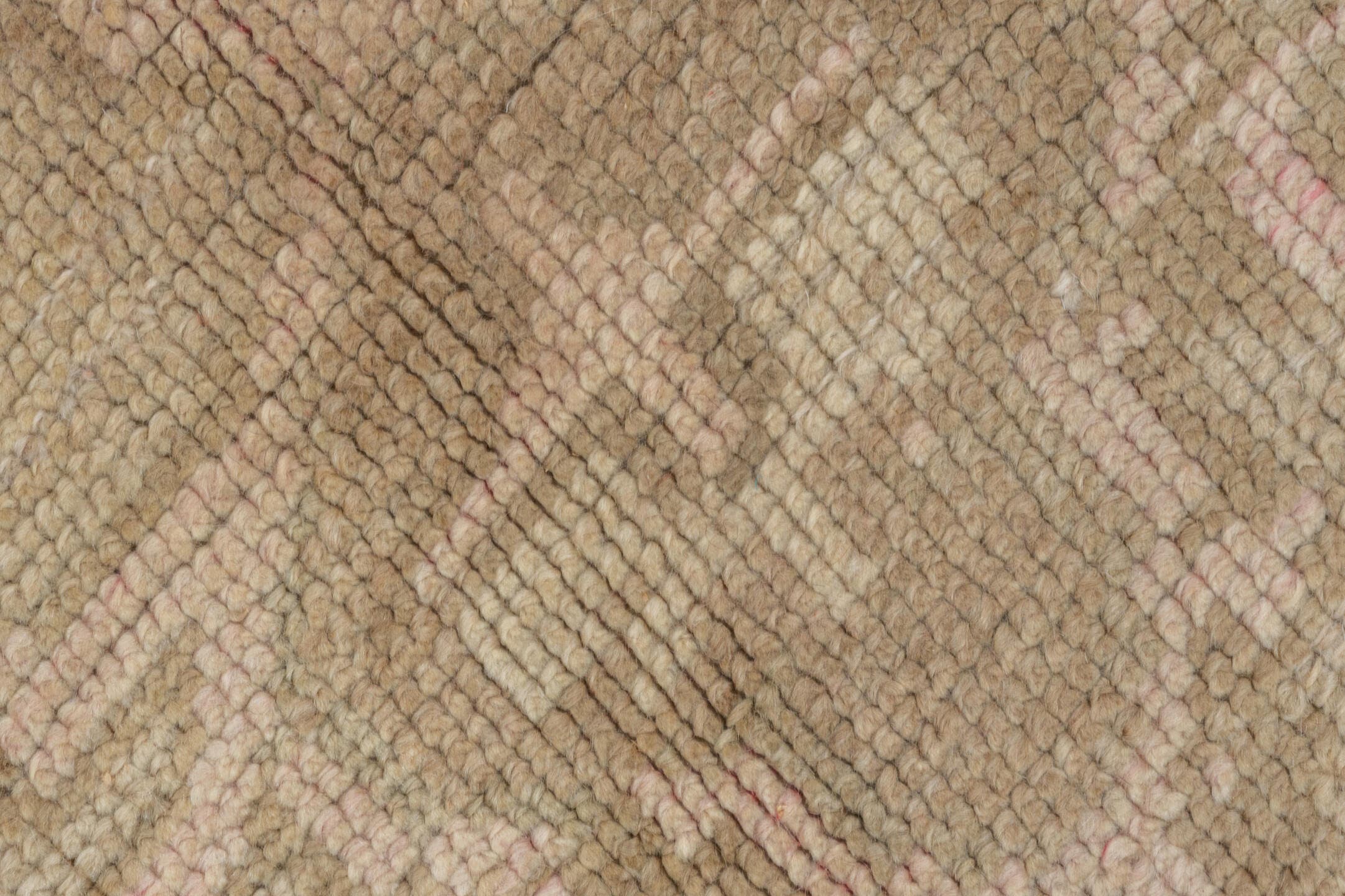 7' x 11' one-of-a-kind handmade vintage Oushak large size rug. Color palette: beige, ivory, taupe, camel, sand, light brown