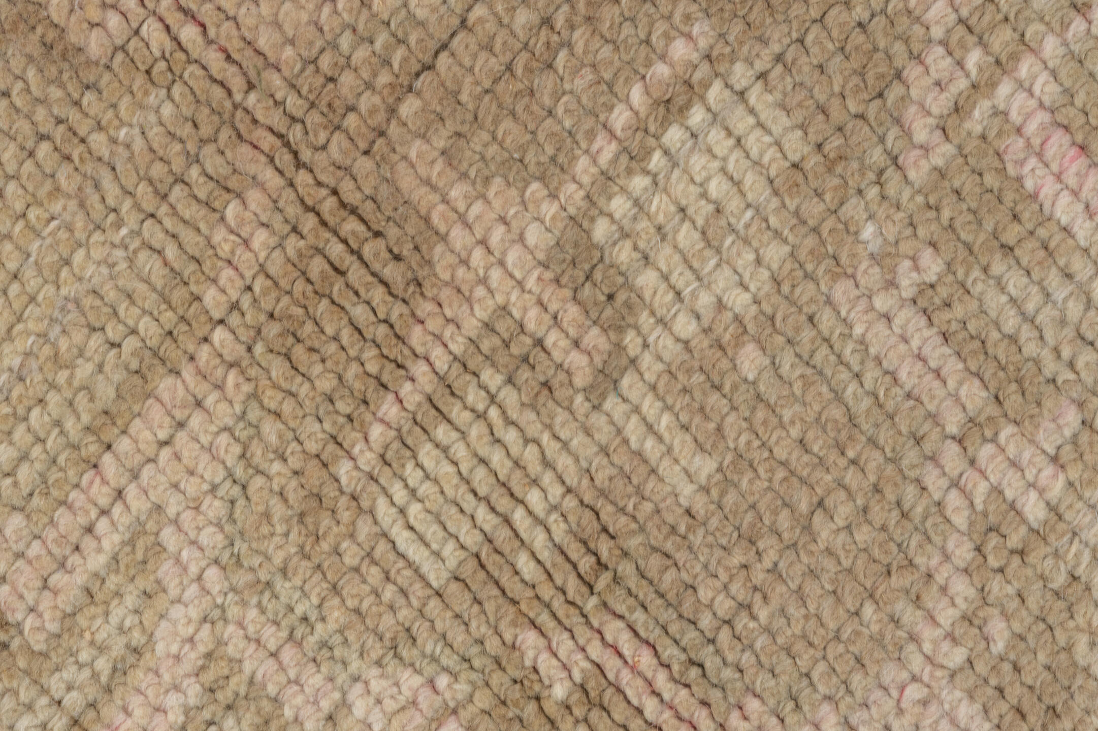 7' x 11' one-of-a-kind handmade vintage Oushak large size rug. Color palette: brown, gray, light gray, off-white, pink