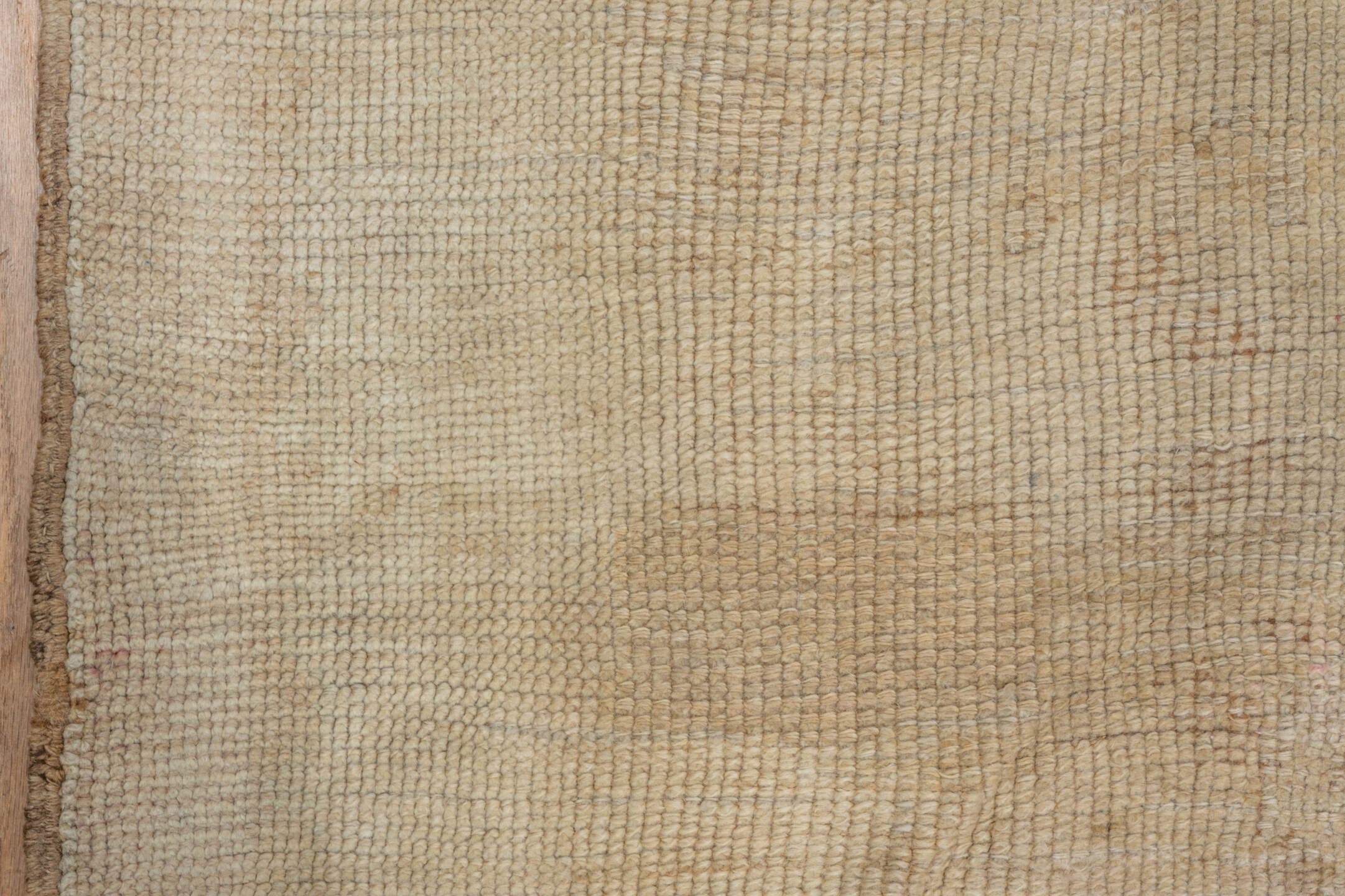 7' x 11' one-of-a-kind handmade vintage Oushak large size rug. Color palette: beige, ivory, taupe, camel, sand, light brown