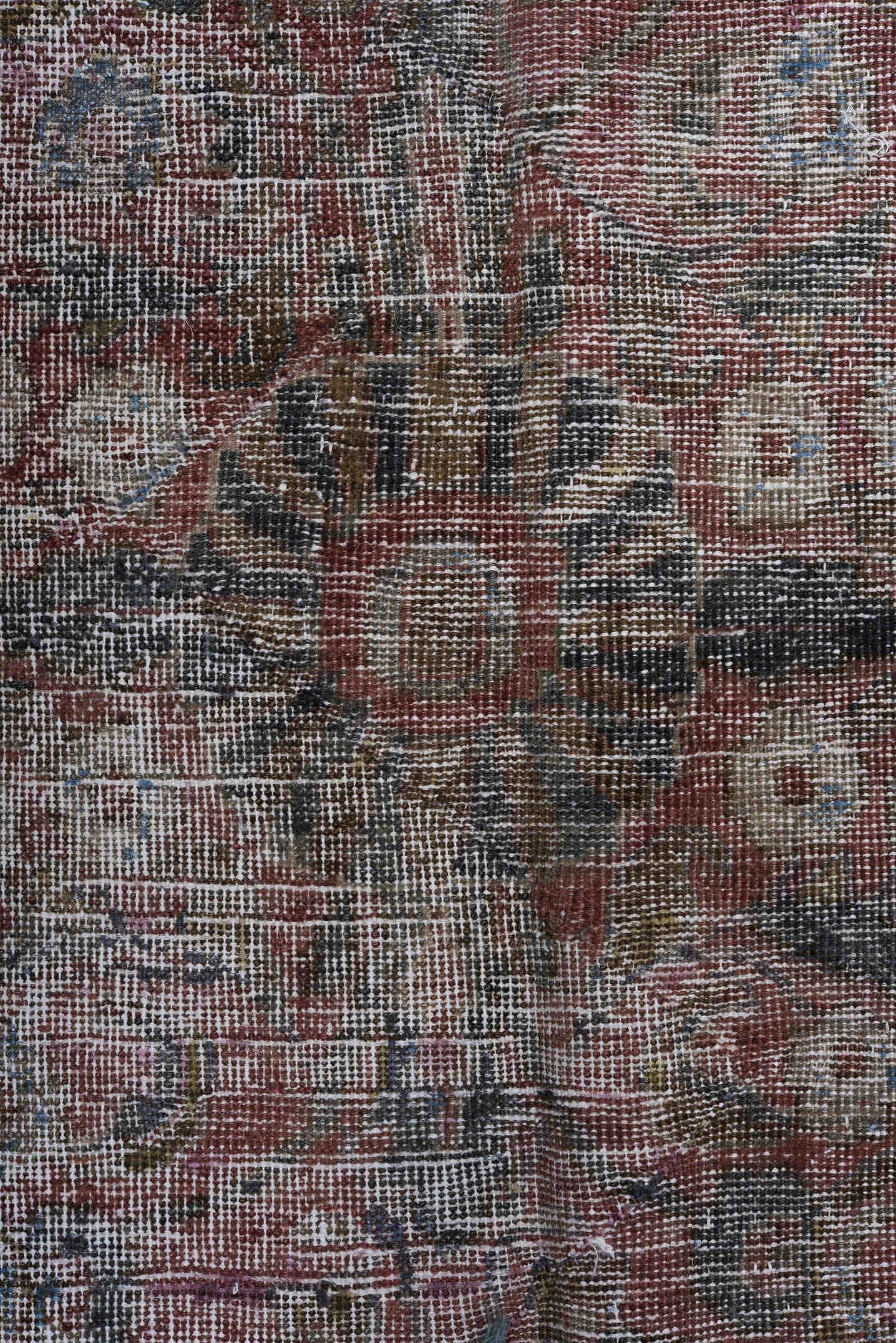 9' x 12' one-of-a-kind handmade vintage Mahal large size rug. Color palette: taupe, rose, charcoal, slate, burgundy, ivory