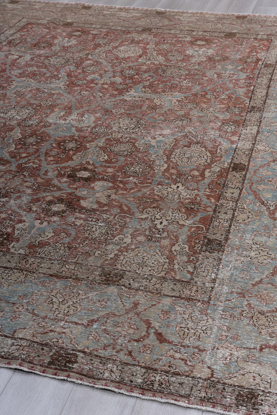 9' x 12' one-of-a-kind handmade vintage Tabriz large size rug. Color palette: black, brown, charcoal, dark gray, dim gray