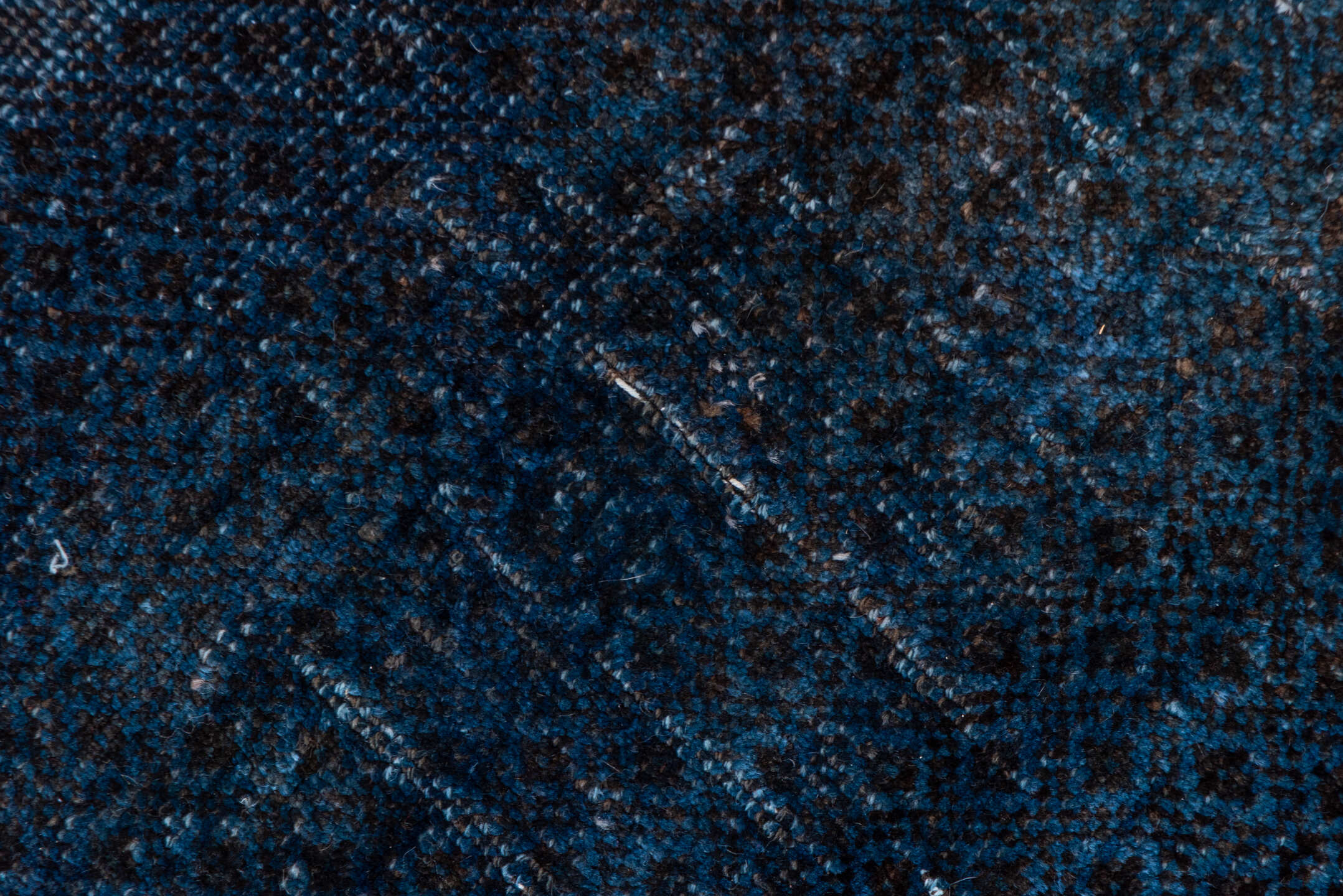 5' x 9' one-of-a-kind handmade vintage Oushak medium size rug. Color palette: black, blue, charcoal, fiord, gray, light blue