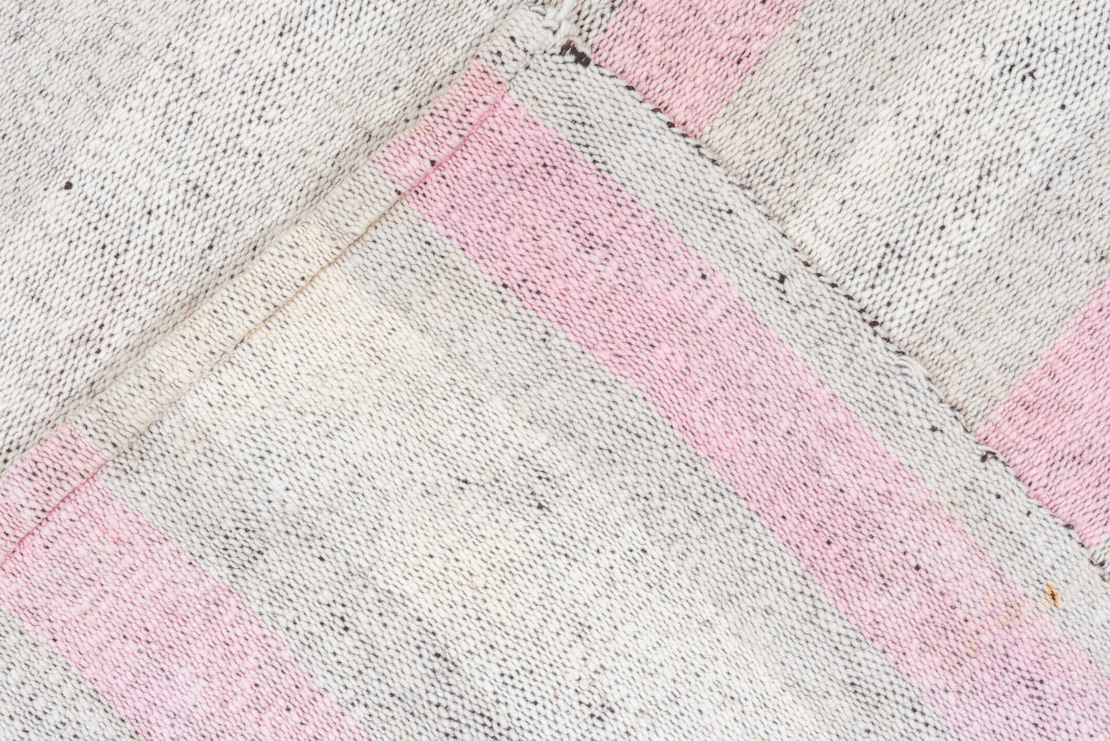 2' x 7' one-of-a-kind handmade antique Flatweave runner rug. Color palette: ivory, blush, cream, taupe, pink, beige, gray