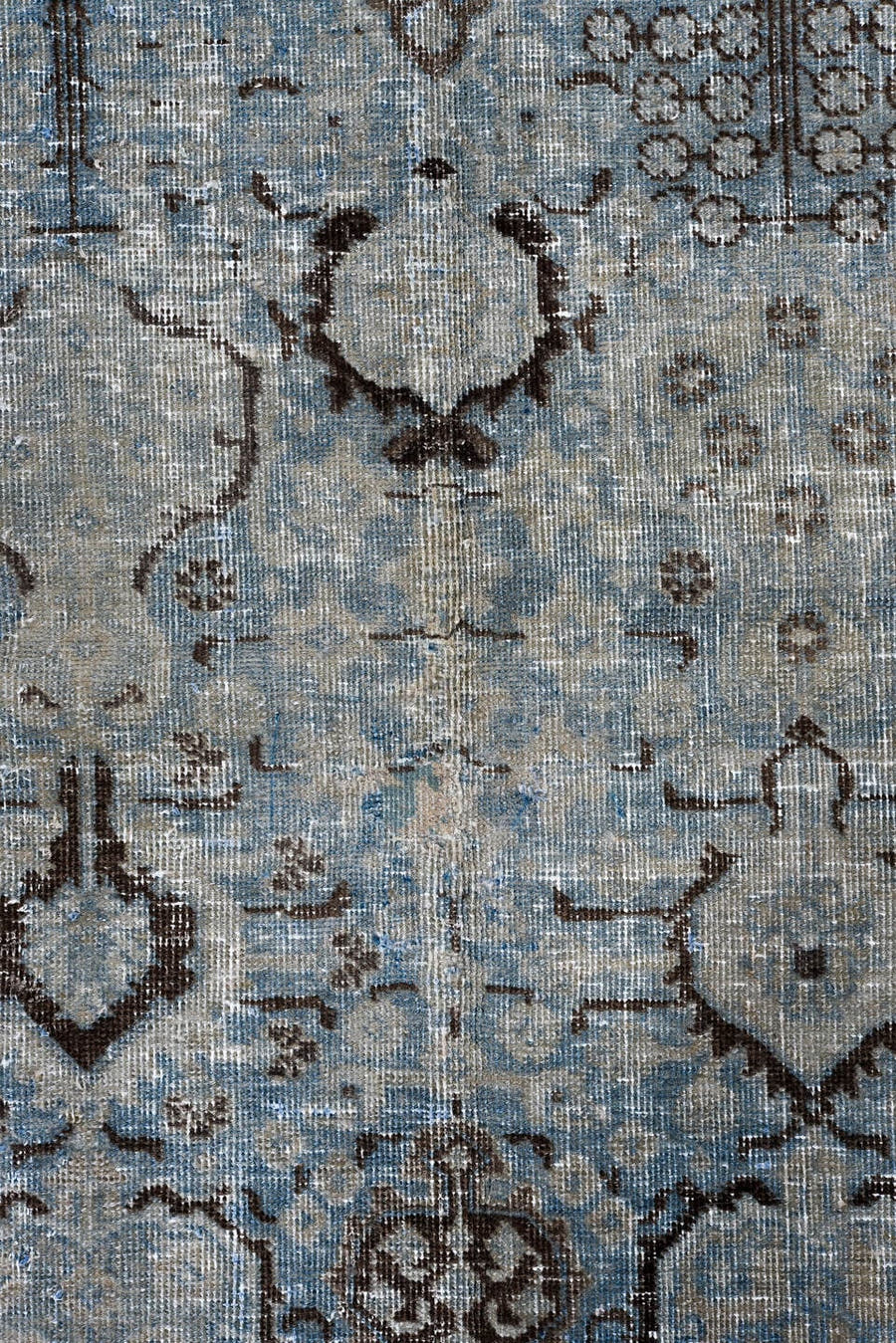 8' x 12' one-of-a-kind handmade antique Tabriz large size rug. Color palette: pale blue, ivory, taupe, charcoal, beige