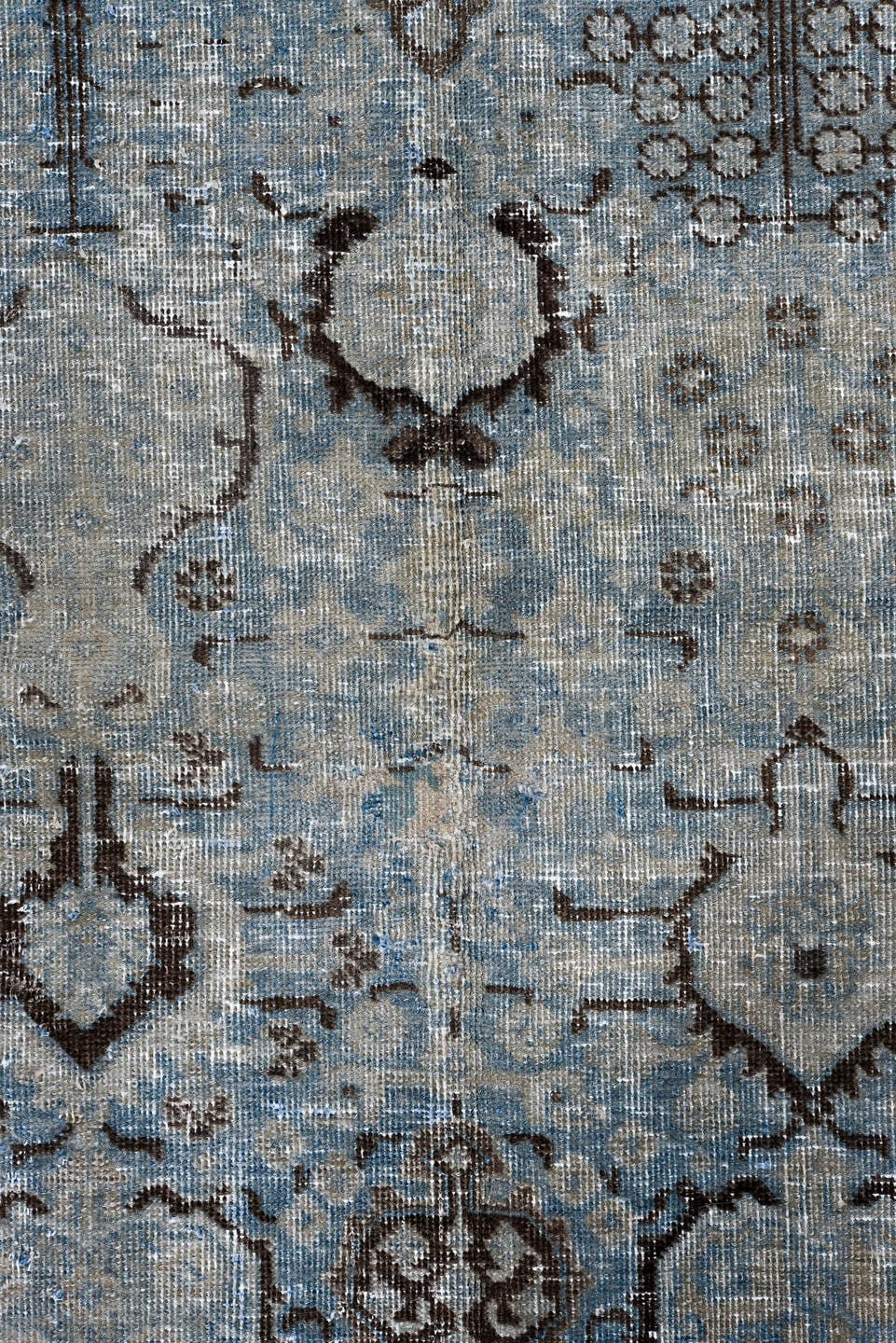 8' x 12' one-of-a-kind handmade antique Tabriz large size rug. Color palette: pale blue, ivory, taupe, charcoal, beige