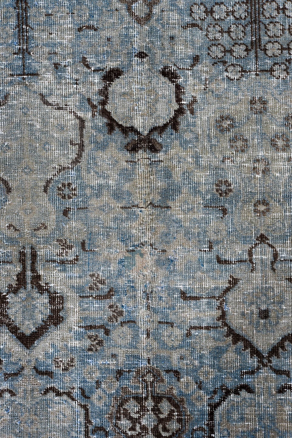 8' x 12' one-of-a-kind handmade antique Tabriz large size rug. Color palette: pale blue, ivory, taupe, charcoal, beige