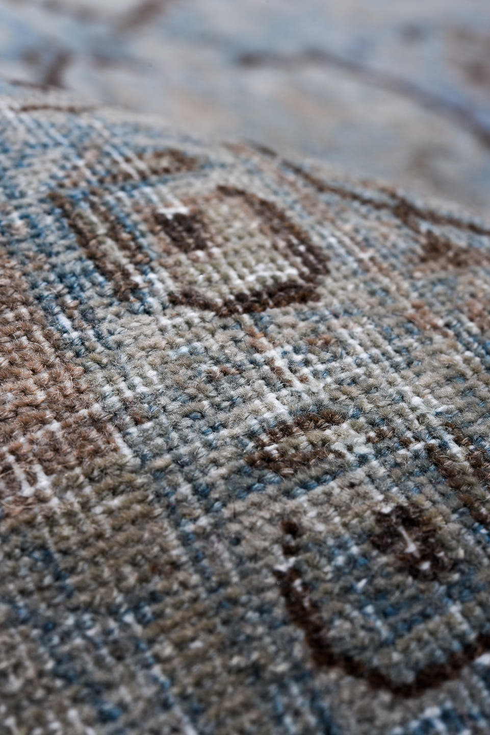 8' x 12' one-of-a-kind handmade antique Tabriz large size rug. Color palette: pale blue, ivory, taupe, charcoal, beige