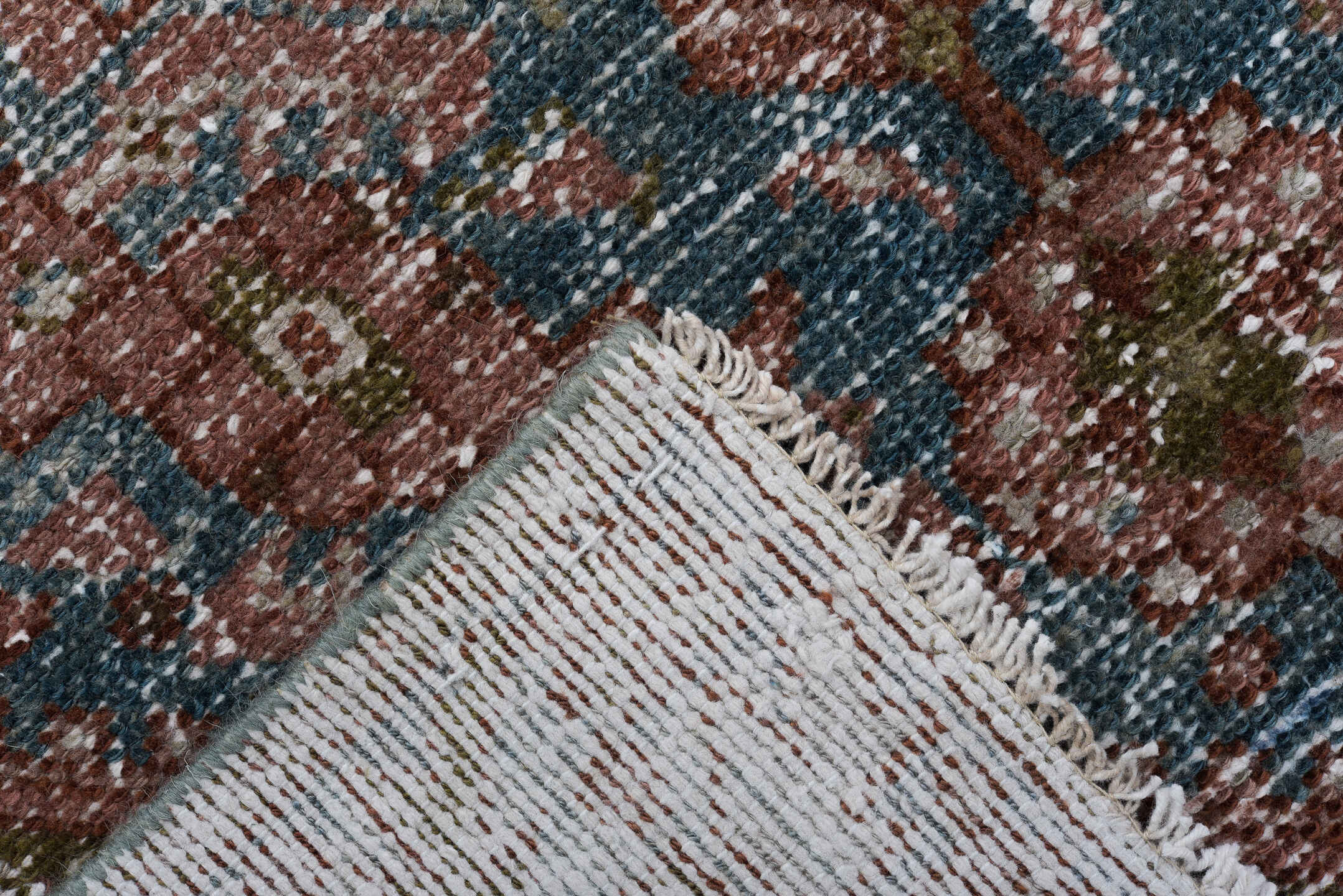 3' x 9' one-of-a-kind handmade vintage Malayer runner rug. Color palette: terra cotta, pale blue, ivory, rust, charcoal
