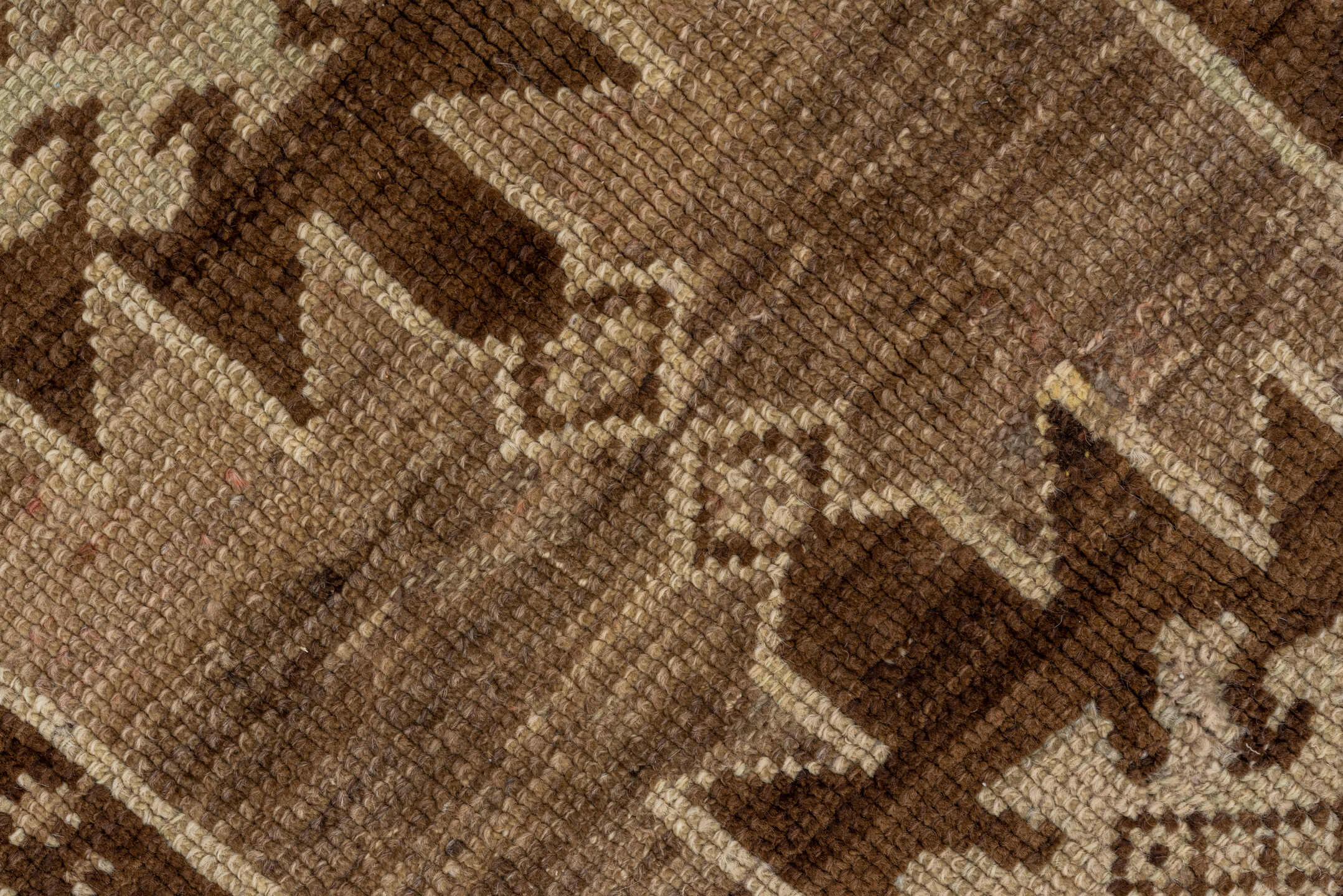 5' x 11' one-of-a-kind handmade vintage Oushak runner rug. Color palette: taupe, brown, ivory, camel, charcoal, beige, gray