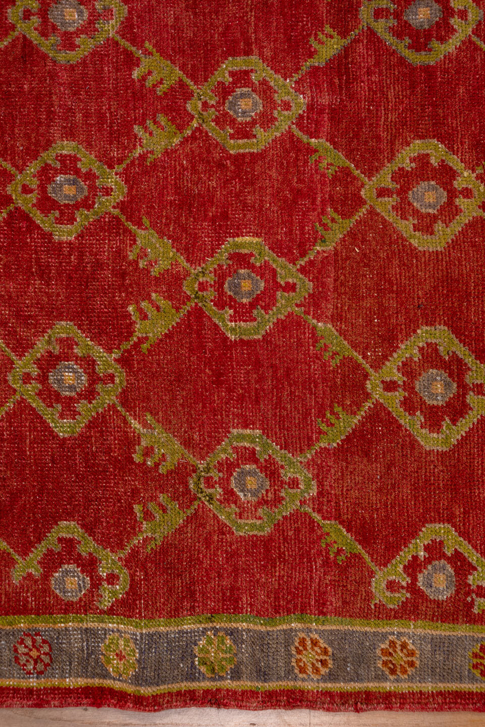 4' x 21' one-of-a-kind handmade vintage Oushak runner rug. Color palette: rust, terra cotta, sage, gold, slate, rose