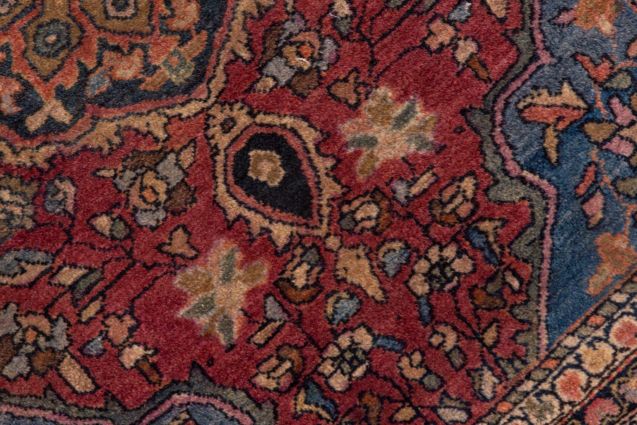 1' x 2' one-of-a-kind handmade vintage Far.Sarouk small size rug. Color palette: rust, ivory, navy, rose, charcoal, taupe