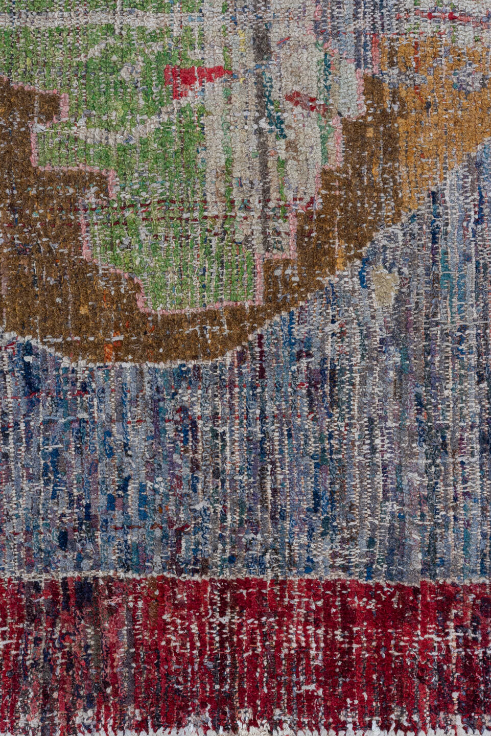 3' x 3' one-of-a-kind handmade vintage Tulu small size rug. Color palette: crimson, ivory, taupe, brown, sage, slate, red