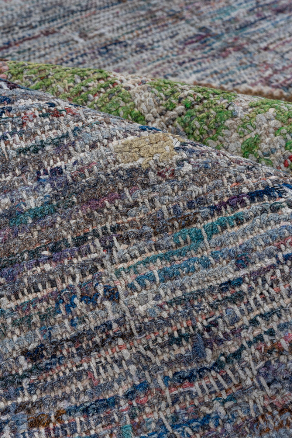 3' x 3' one-of-a-kind handmade vintage Tulu small size rug. Color palette: crimson, ivory, taupe, brown, sage, slate, red