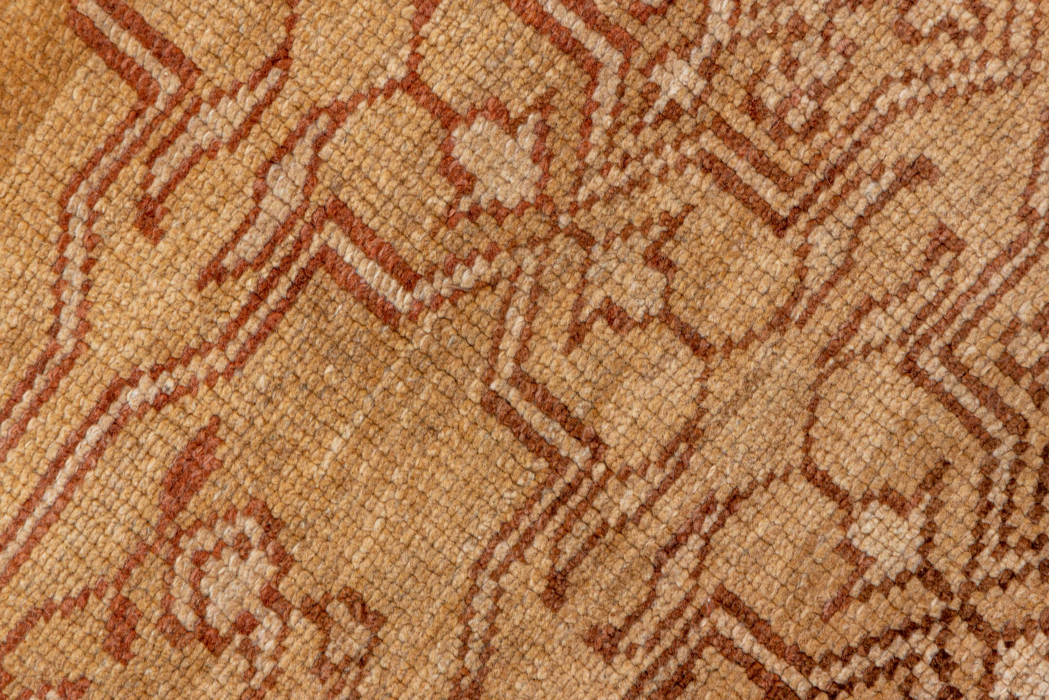 6' x 10' one-of-a-kind handmade vintage Kars large size rug. Color palette: camel, taupe, terra cotta, rose, beige, brown