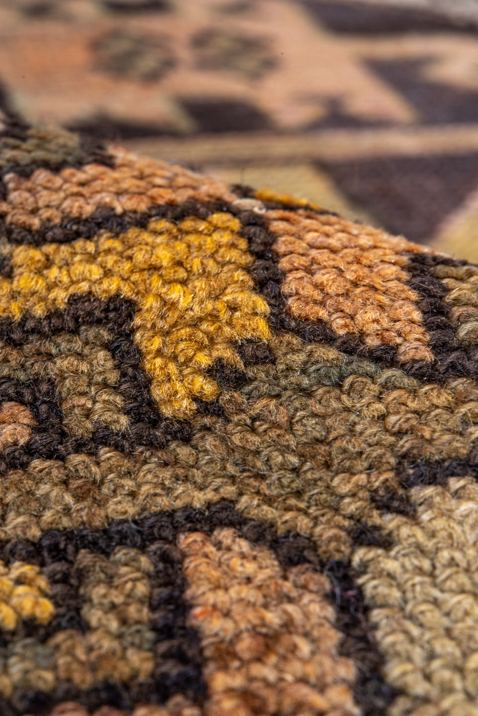 3' x 9' one-of-a-kind handmade antique Oushak runner rug. Color palette: camel, brown, taupe, ivory, gold, charcoal, beige