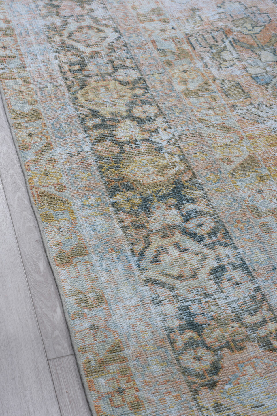 8' x 11' one-of-a-kind handmade vintage Mahal large size rug. Color palette: black, blue, brown, charcoal, dark gray