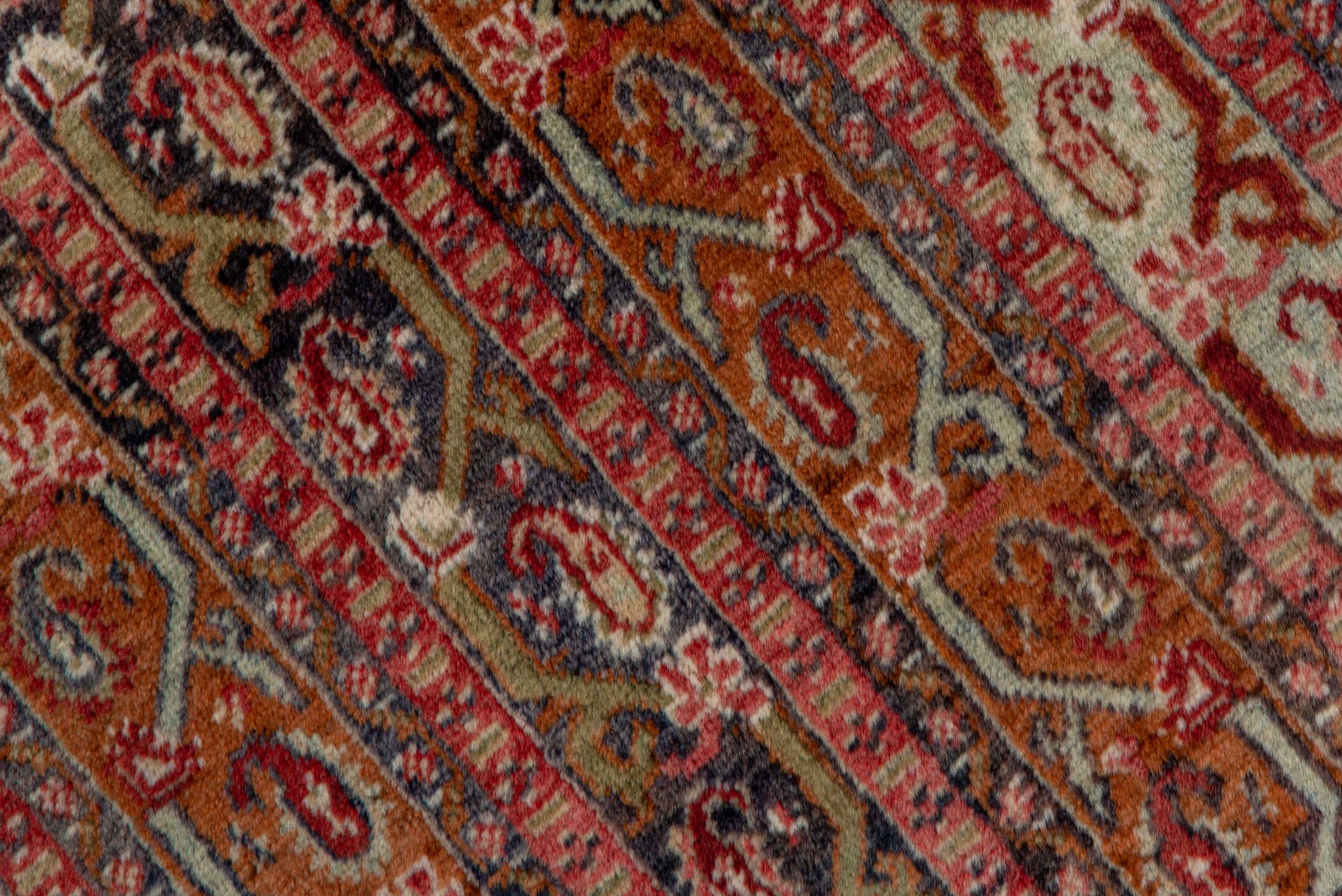 3' x 11' one-of-a-kind handmade vintage Sivas runner rug. Color palette: rust, ivory, terra cotta, slate, camel, rose, navy