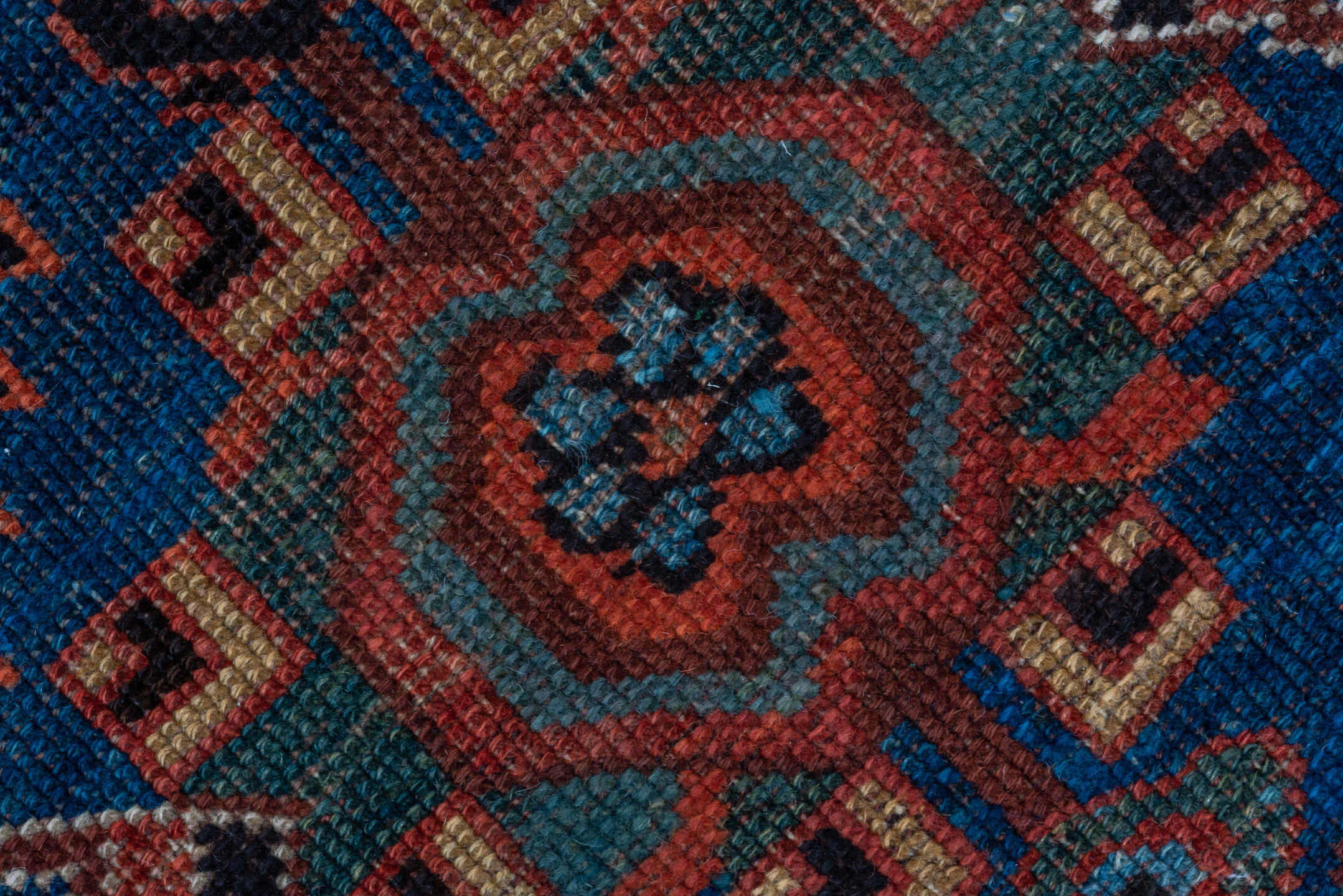 4' x 7' one-of-a-kind handmade vintage NW Persian rug. Color palette: blue, brown, fiord, gray, pink, red, slate gray