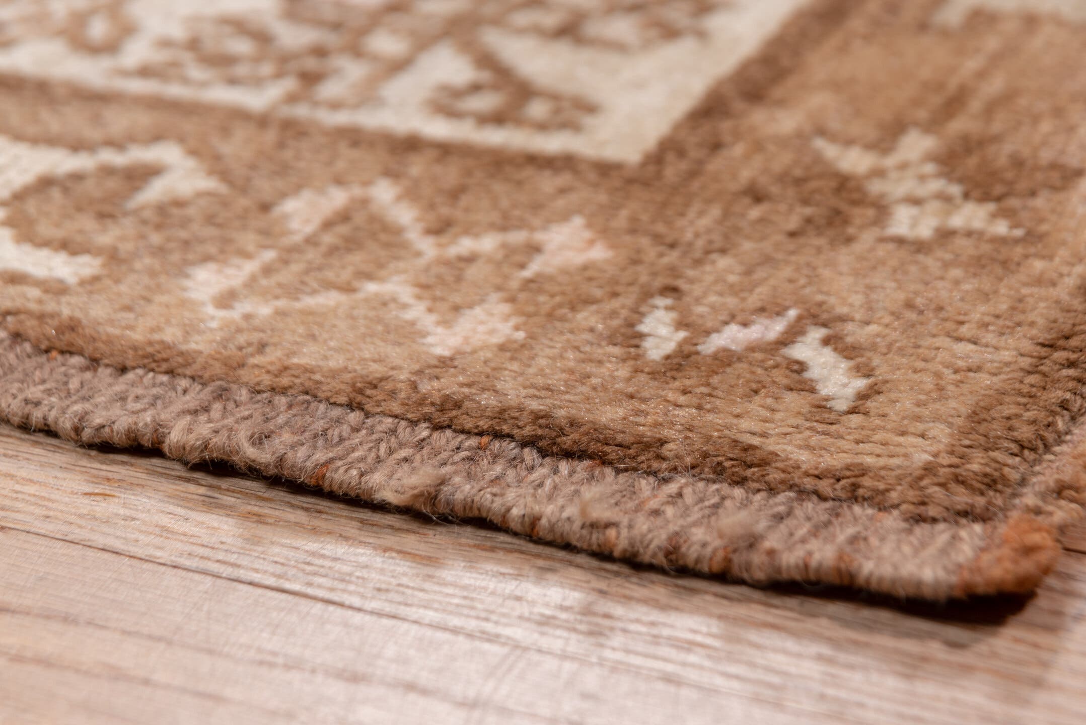 5' x 10' one-of-a-kind handmade vintage Oushak medium size rug. Color palette: camel, taupe, beige, ivory, sand, brown, gray