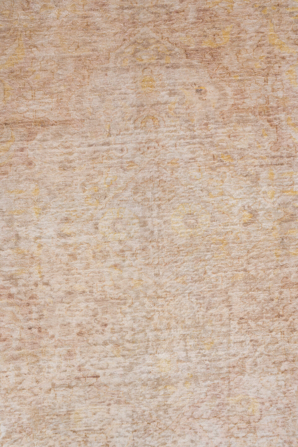 6' x 9' one-of-a-kind handmade vintage Kaisary medium size rug. Color palette: beige, blush, ivory, pale gold, taupe, pink