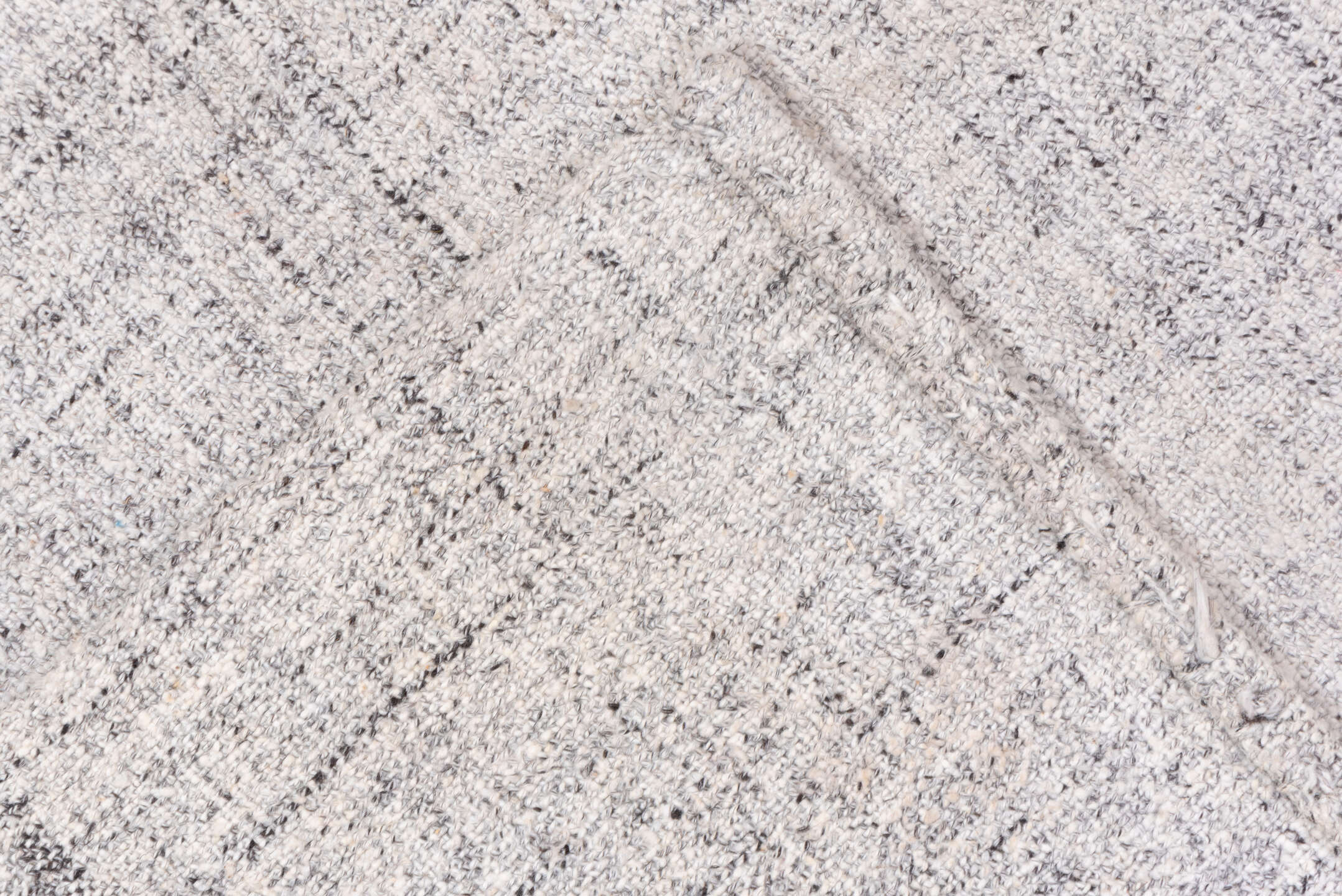 5' x 9' one-of-a-kind handmade vintage Kilim medium size rug. Color palette: dark gray, gainsboro, gray, light gray, linen