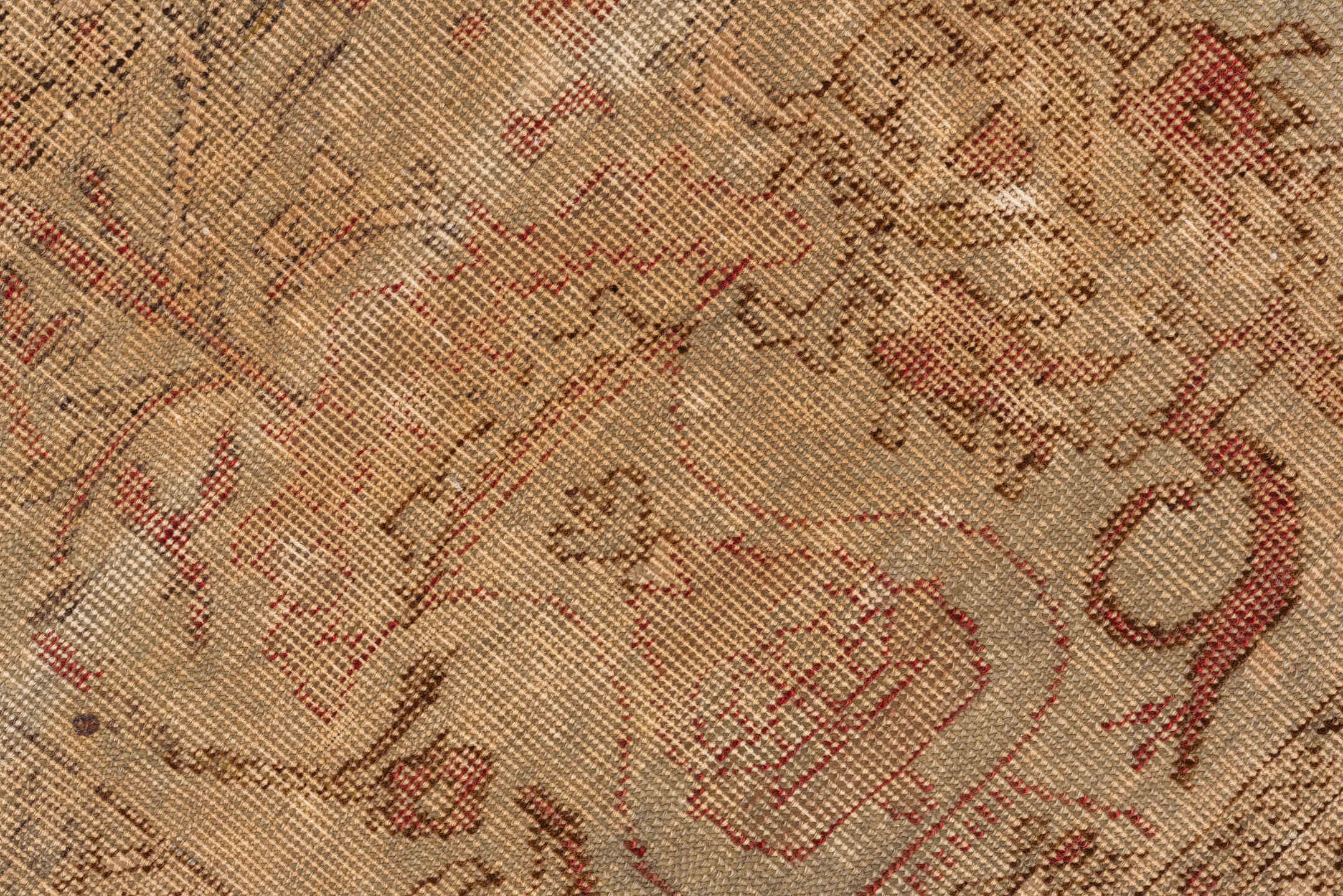 3' x 5' one-of-a-kind handmade vintage Kaisary small size rug. Color palette: beige, ivory, taupe, rose, rust, brown, gray