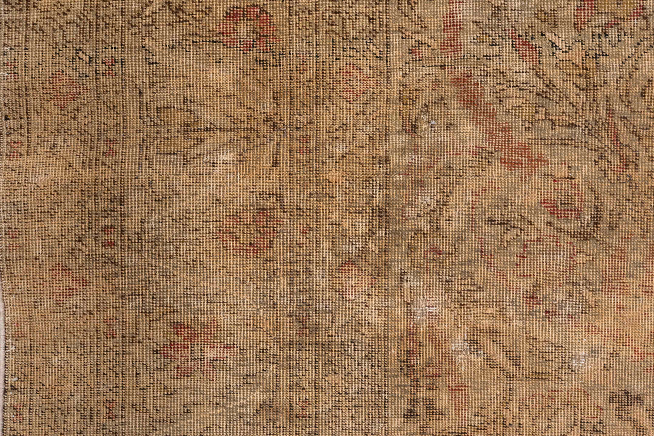 3' x 5' one-of-a-kind handmade vintage Kaisary small size rug. Color palette: beige, ivory, taupe, rose, rust, brown, gray