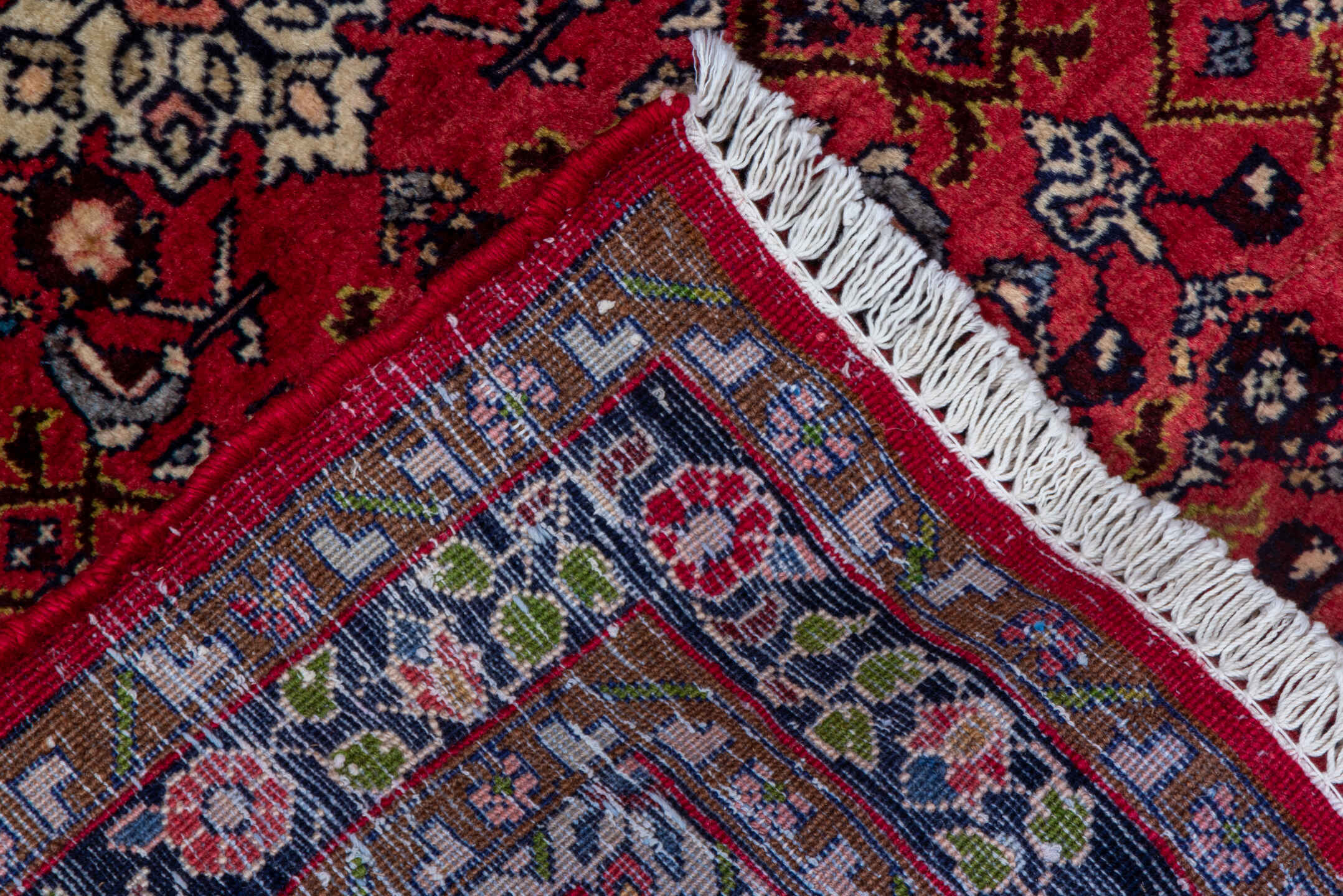 2' x 4' one-of-a-kind handmade vintage Hamadan small size rug. Color palette: rust, red, brown, ivory, navy, rose, camel